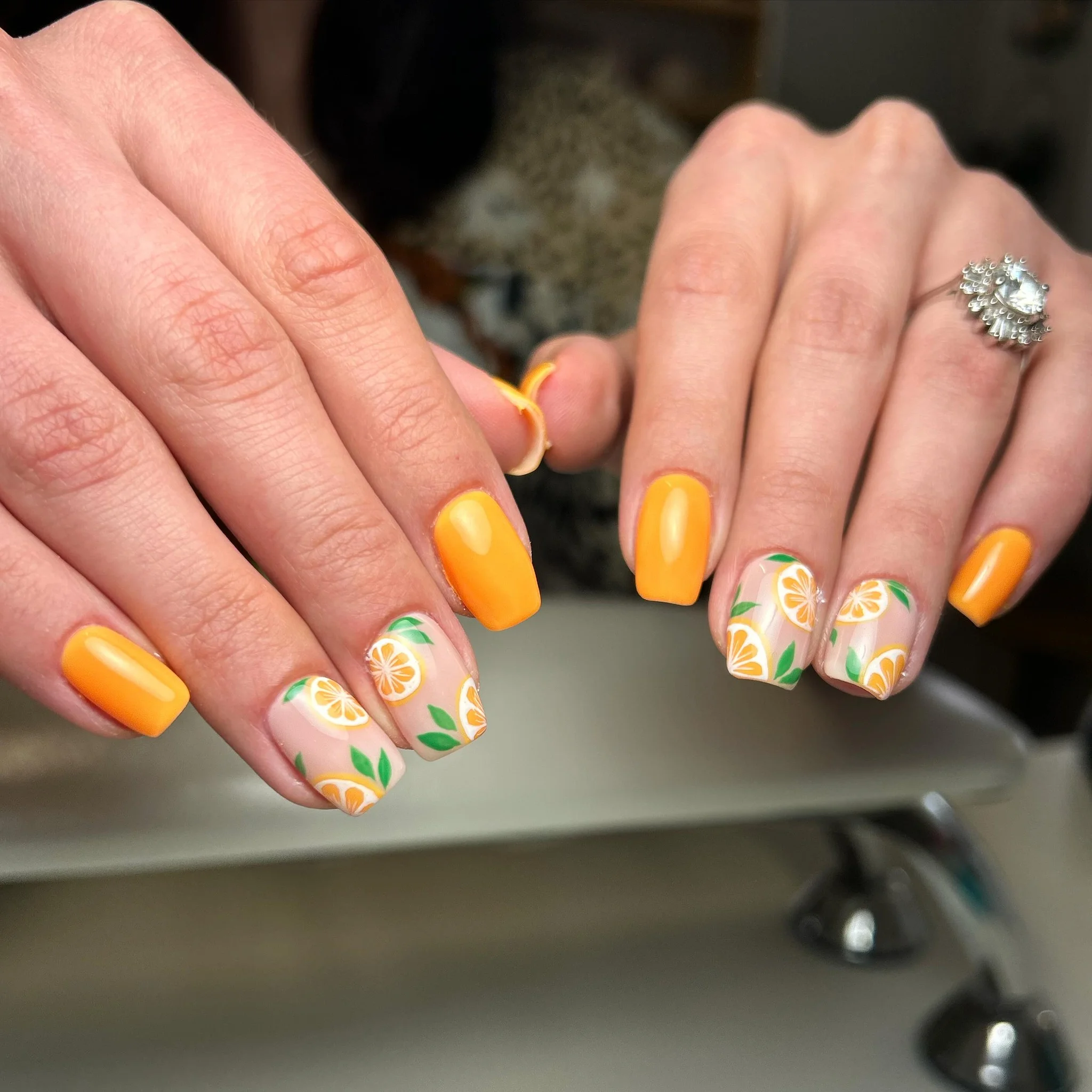 summer nail art 2026 Orange Grove Citrus Gloss Nails