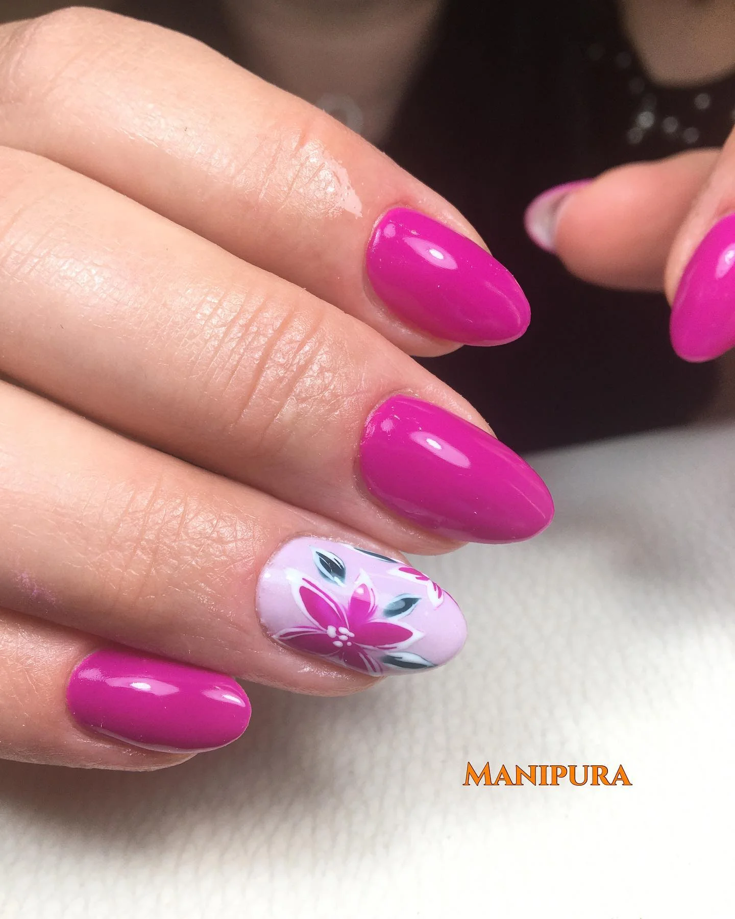 summer flower nails 2026 Hot Pink Floral Nails With A Soft Feminine Accent