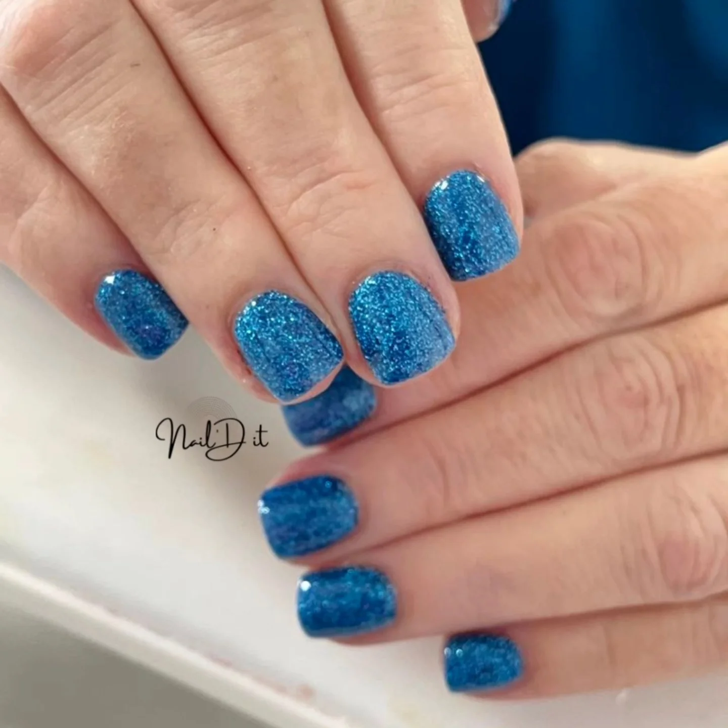 summer glitter nails 2026 Ocean Blue Glitter Nails With Maximum Sparkle