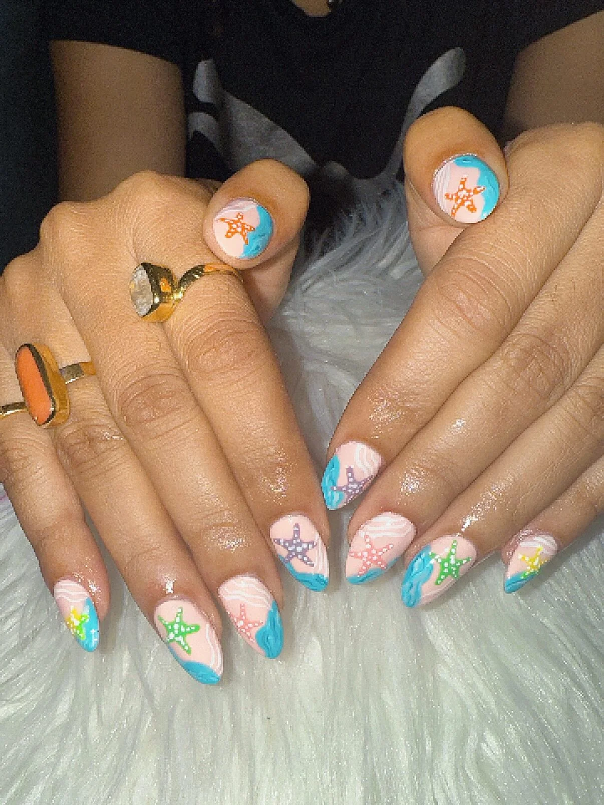 summer vacation nails 2026 Pastel Starfish Ocean Nails