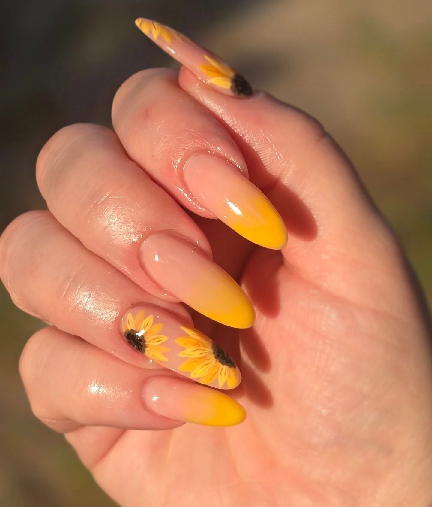 summer yellow nails 2026 Sunflower Ombre Nails With Bright Summer Energy