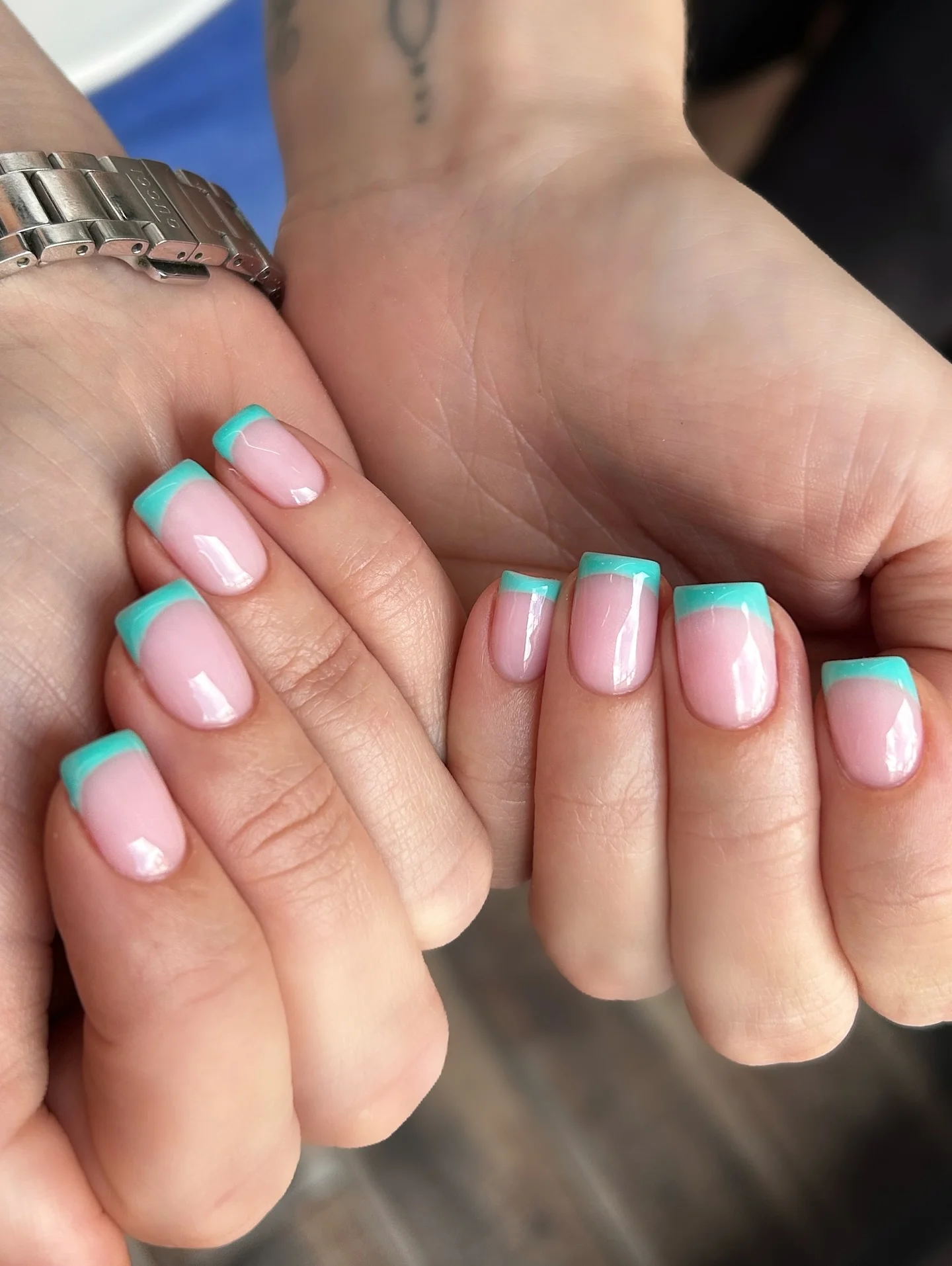 trendy summer nails 2026 Mint Aqua French Tips With Minimal Clean Girl Energy