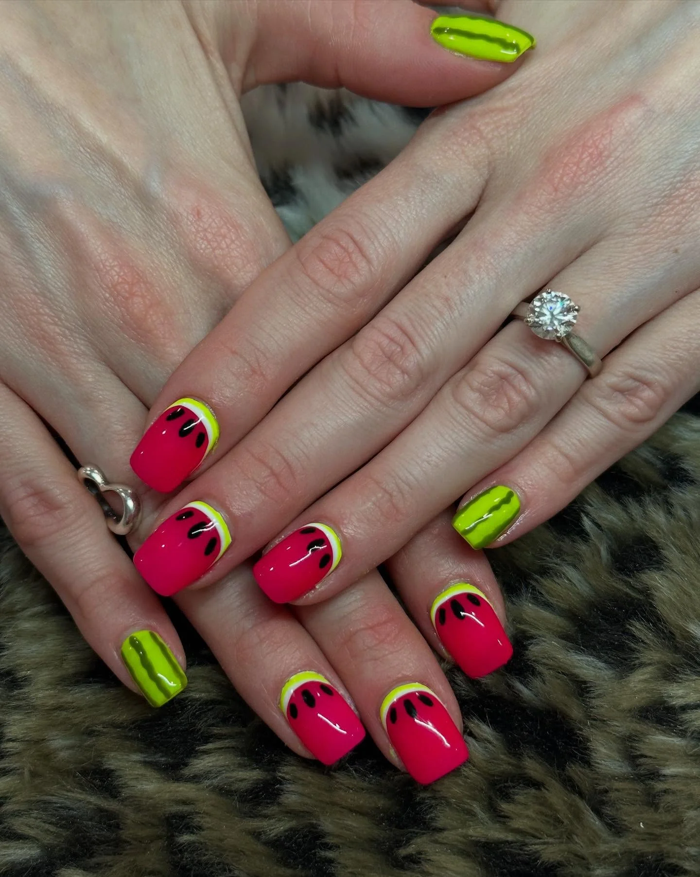 bright summer nails 2026 Juicy Watermelon Pop Art