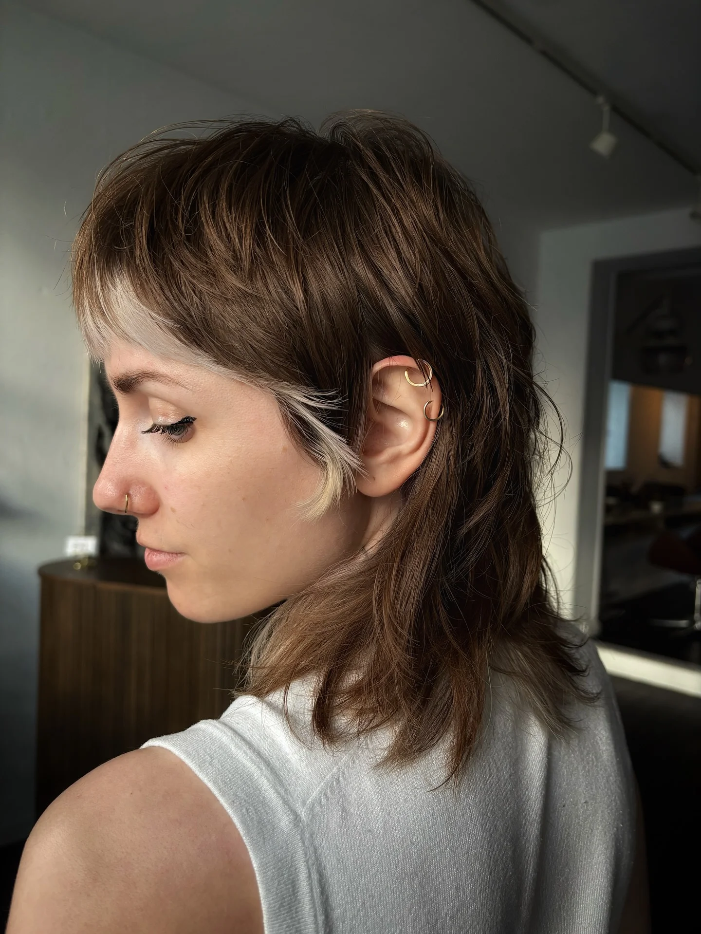 cool summer shag haircut 2026 Edgy Layered Shag With Contrast Panels