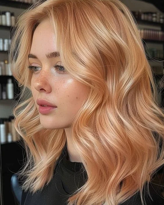 lived-in summer strawberry blonde hair color 2026 Rose Gold Strawberry Blonde With Airy Volume