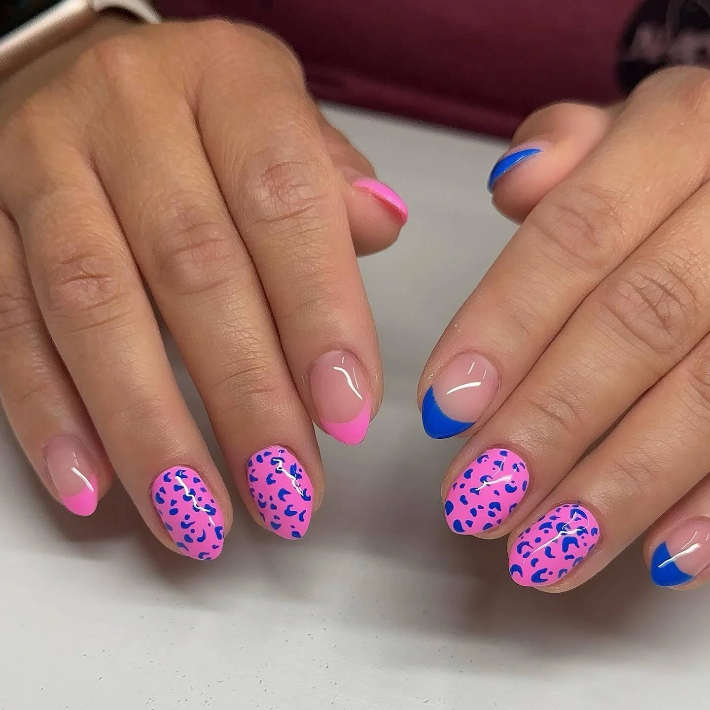 neon summer nails 2026 Hot Pink And Blue Pop Art Nails For Playful Summer Days
