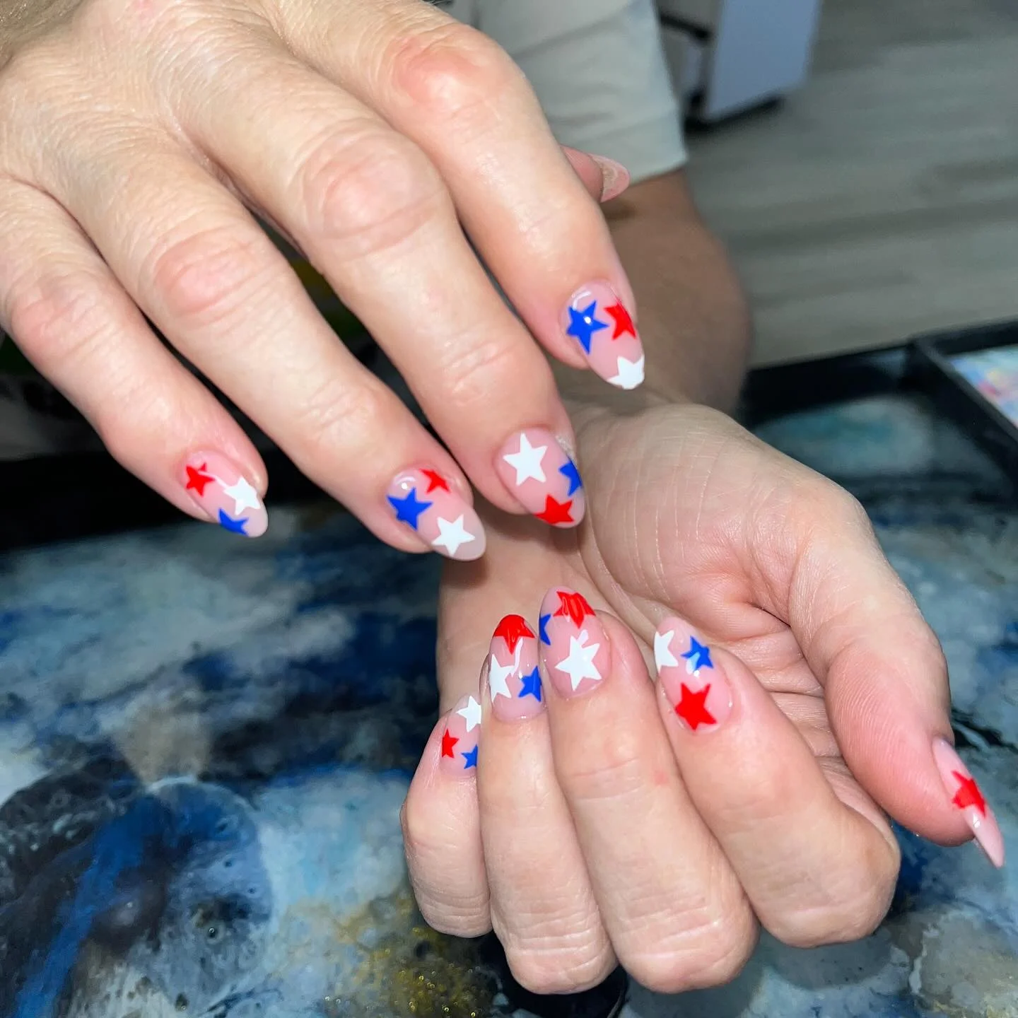 patriotic nails 2026 Playful Red White And Blue Star Nails With Retro Energy