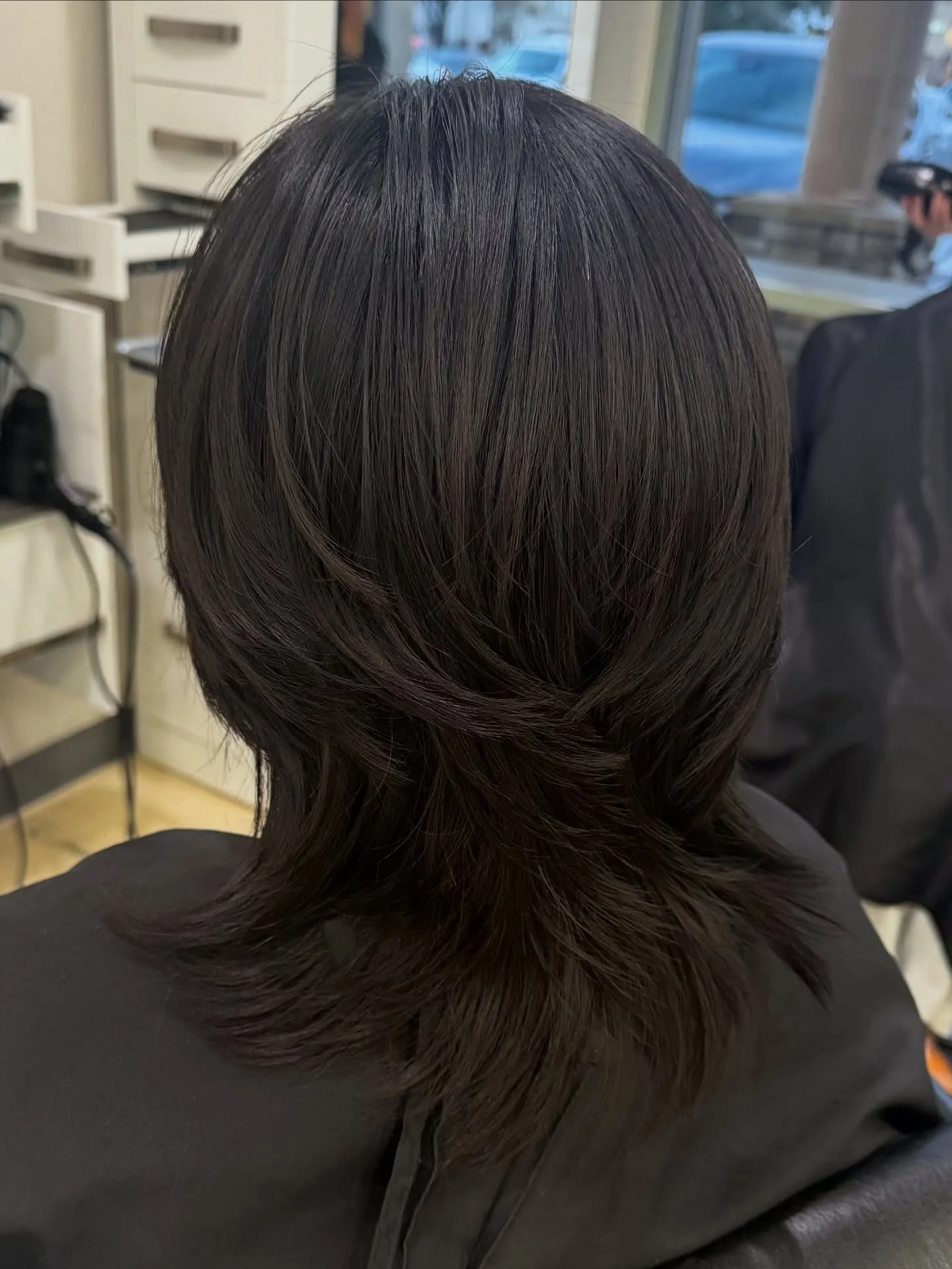 cool summer shag haircut 2026 Deep Brunette Shag With Seamless Back Layers