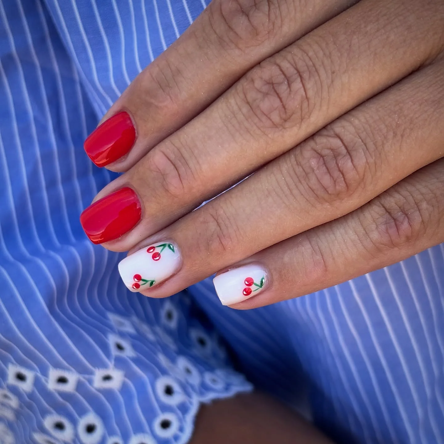 summer nails design 2026 Cherry Milk Minimalist Summer Nails