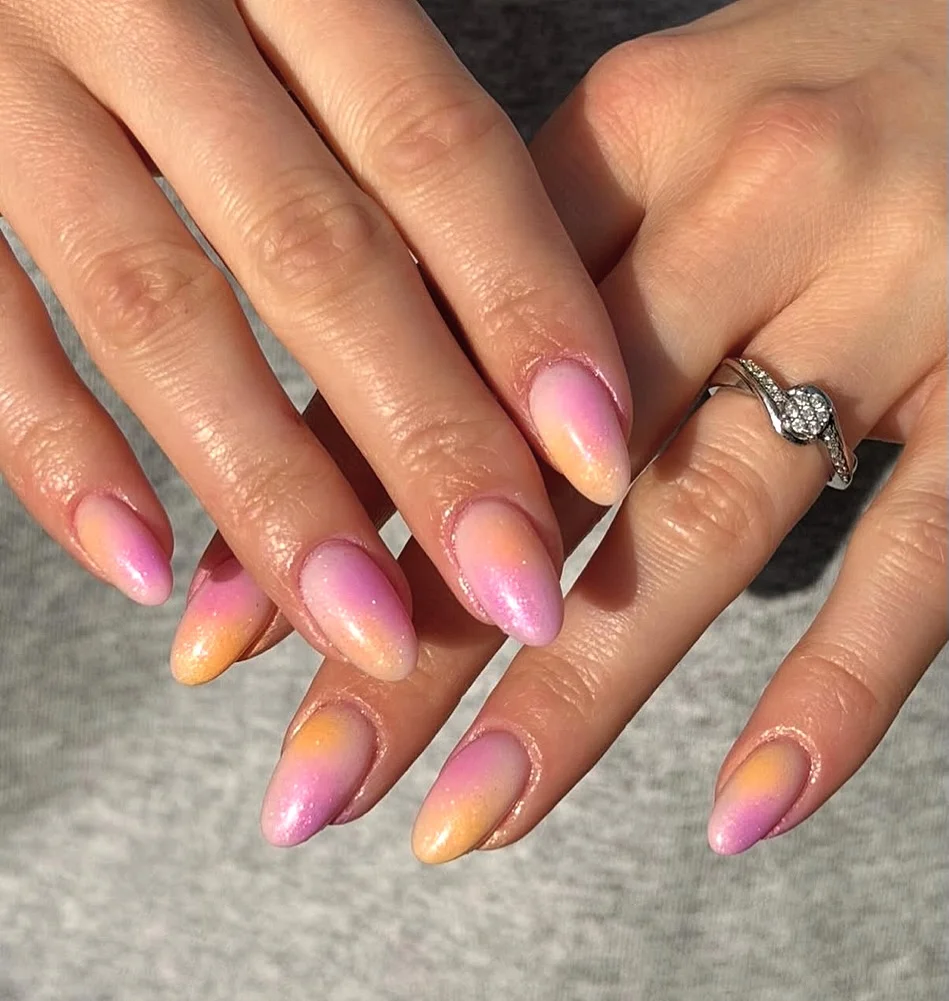 summer ombre nails 2026 Pastel Sorbet Almond Ombre Nails