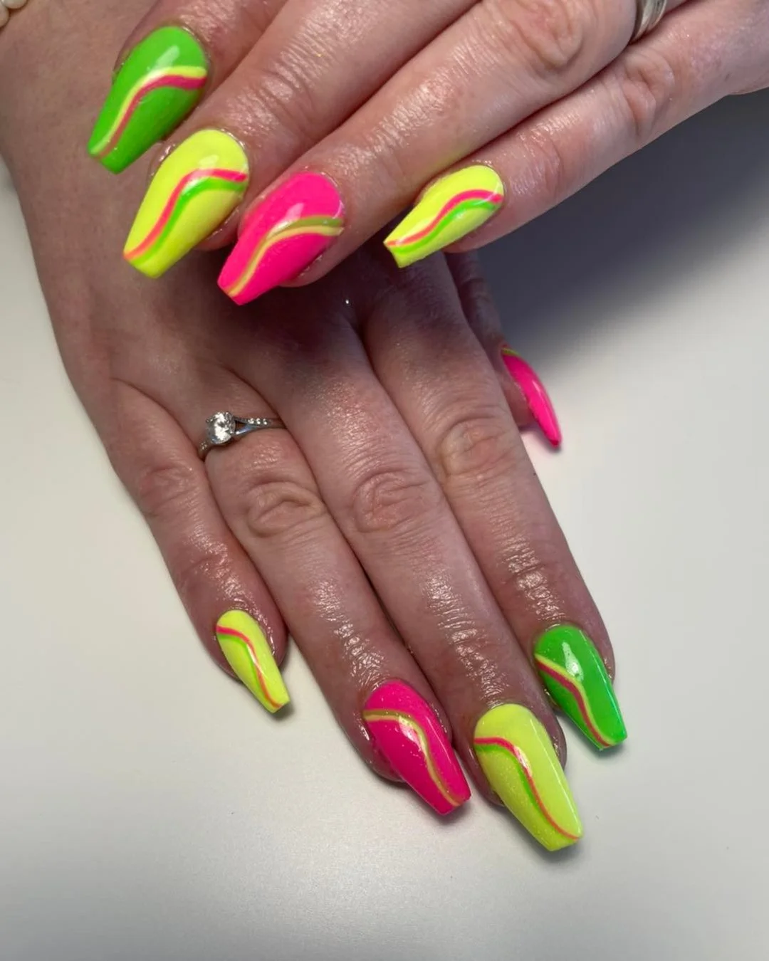 bright summer nails 2026 Electric Neon Waves That Glow All Summer Long