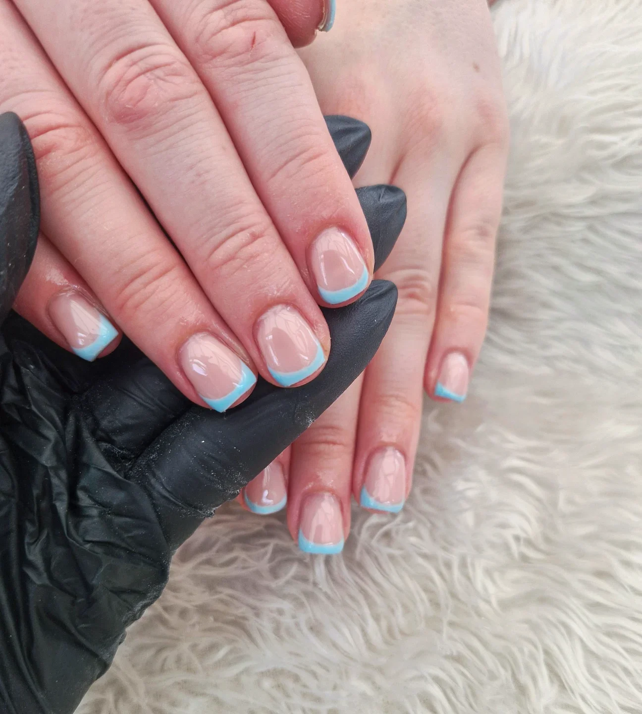 short summer nails 2026 Sky Blue French Tips With Clean Minimal Finish