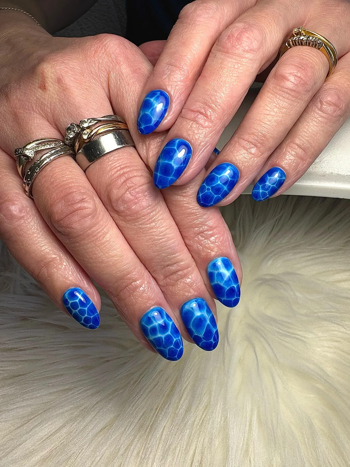 summer nail inspo 2026 Deep Ocean Water Nails With Glossy Poolside Effects
