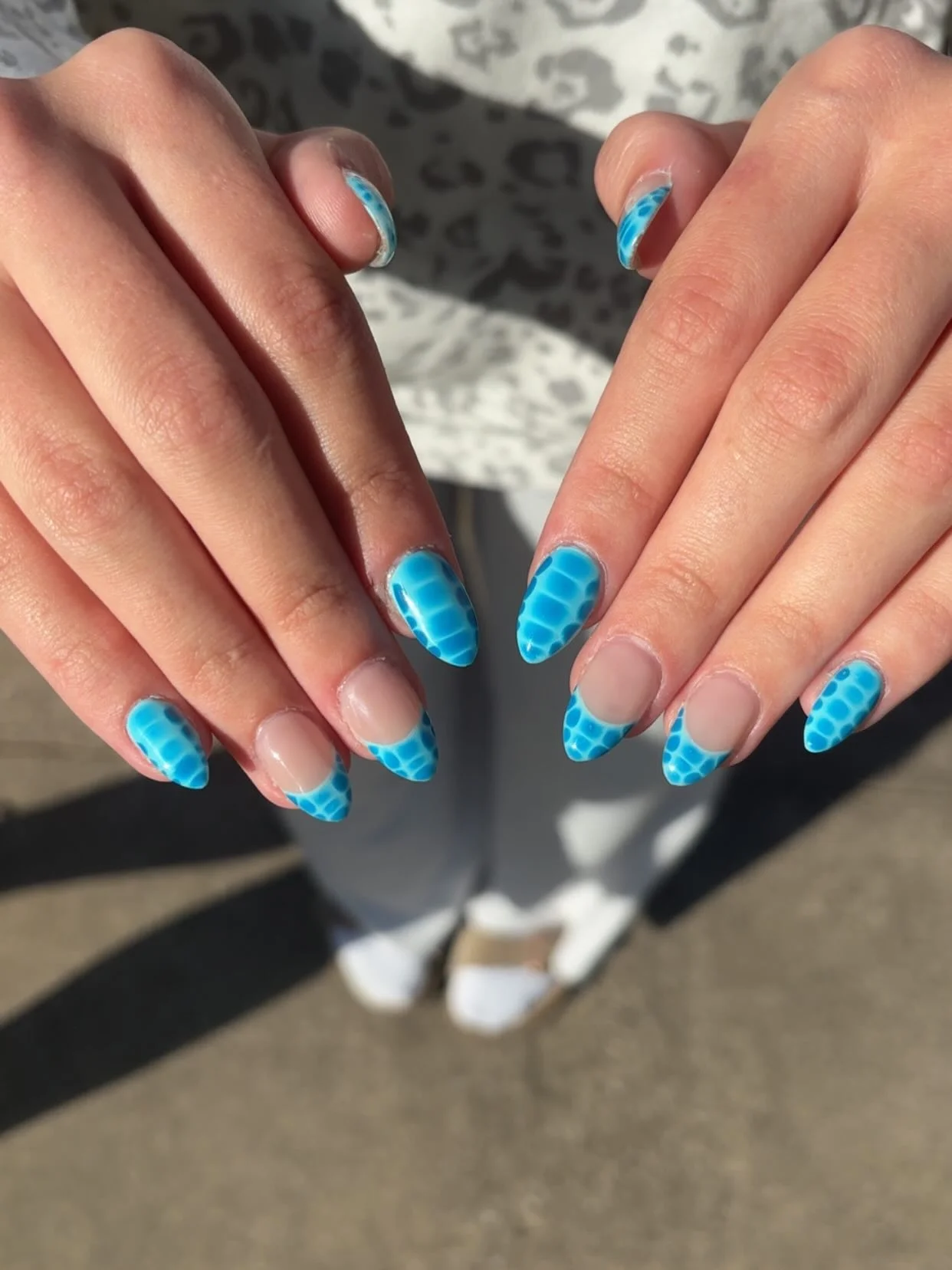 summer nails design 2026 Ocean Pool Blue Aura Tips