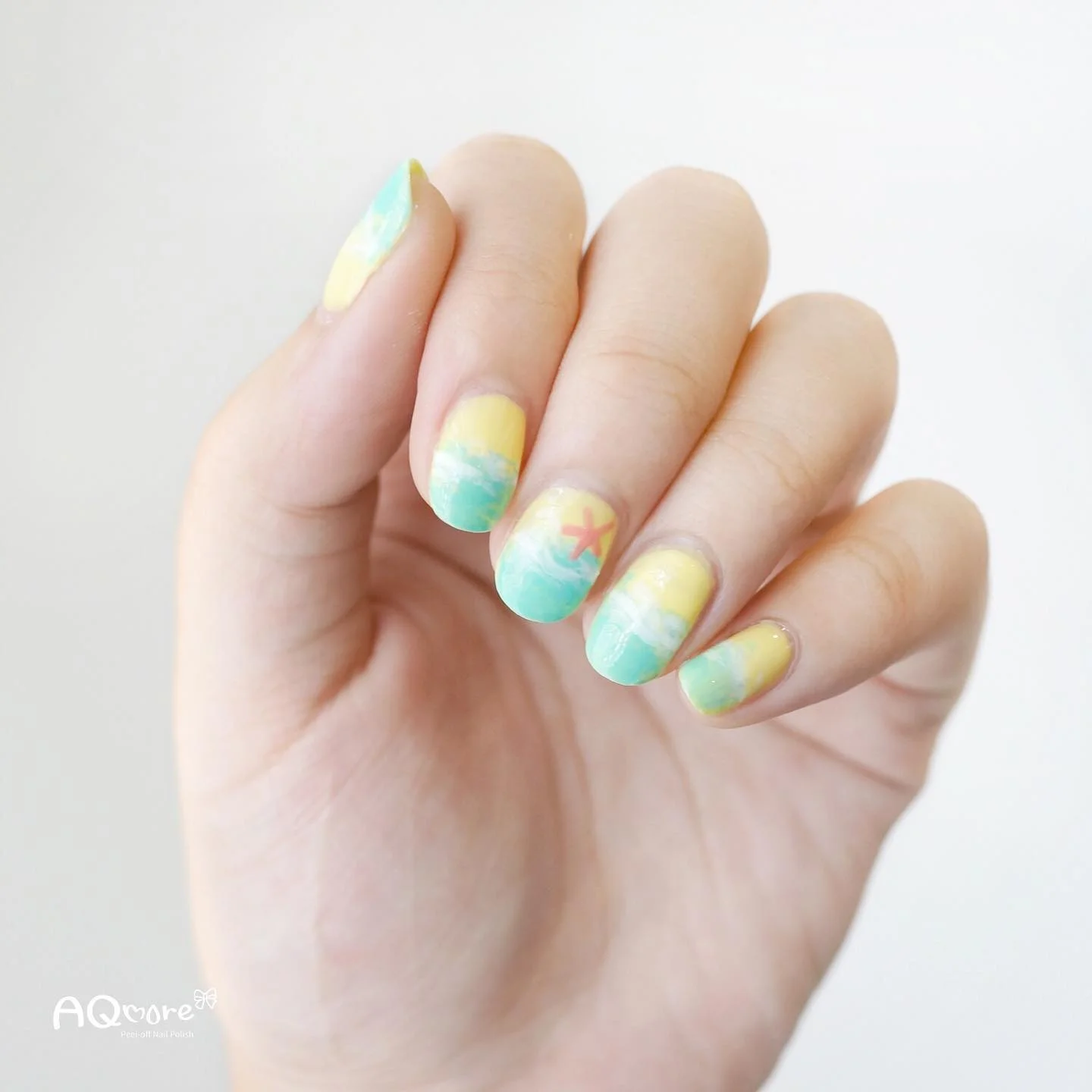 summer beach nails 2026 Soft Ombre Beach Nails With Tiny Starfish Art