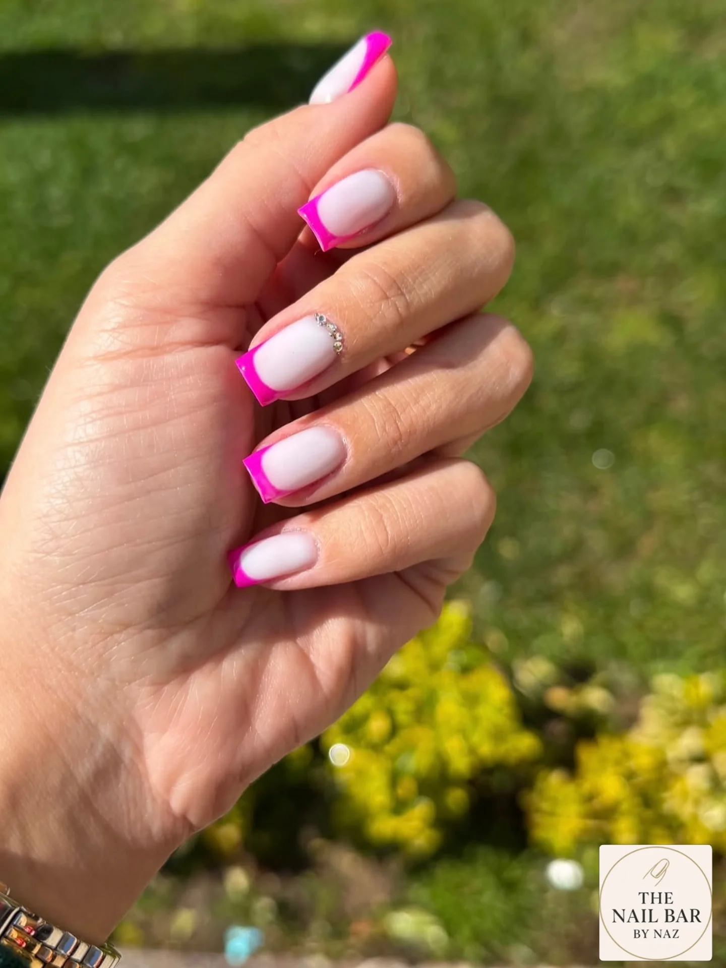 summer french tip nails 2026 Hot Pink French Tips With Glossy Barbiecore Finish