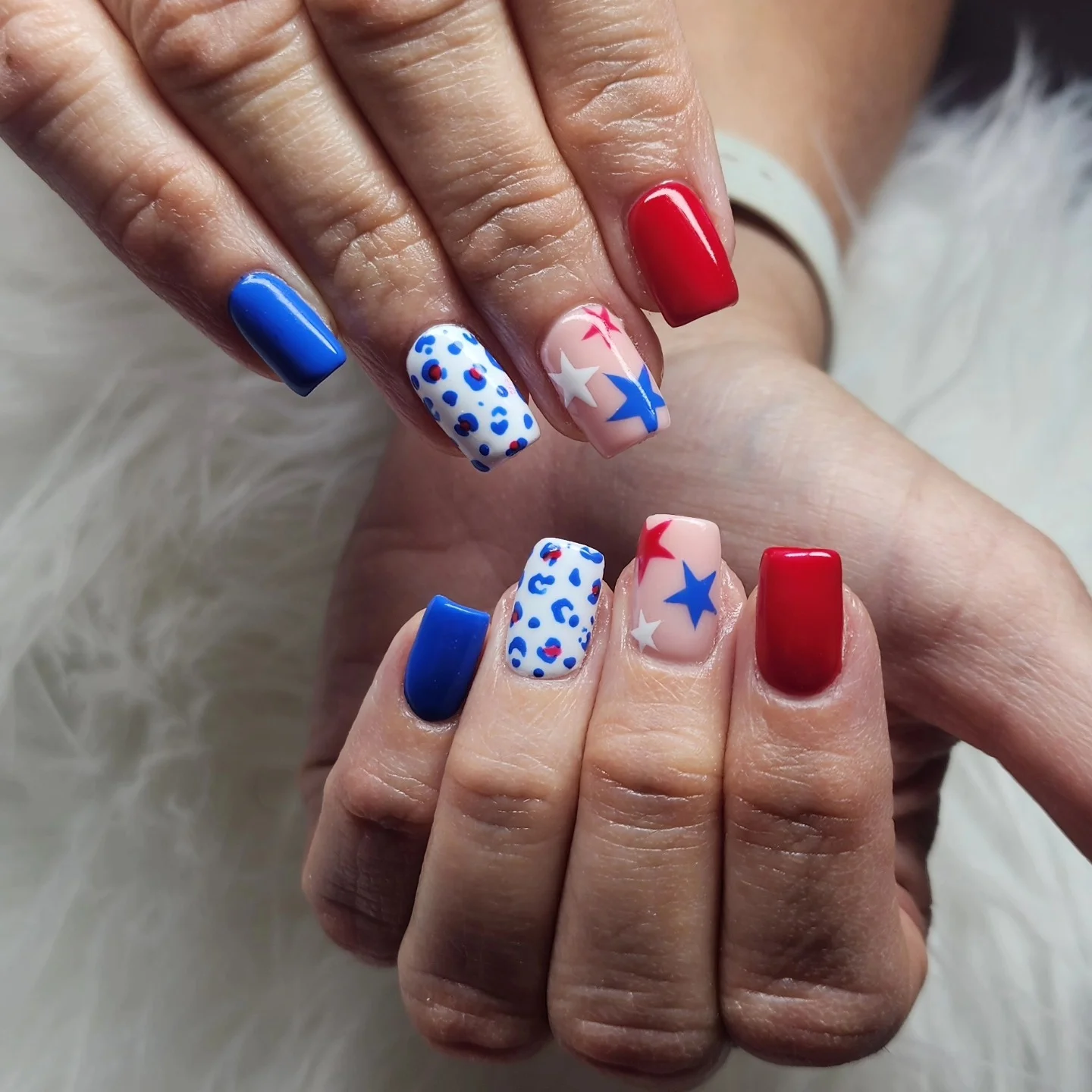 patriotic nails 2026 Bold Americana Nails With Graphic Color Blocking