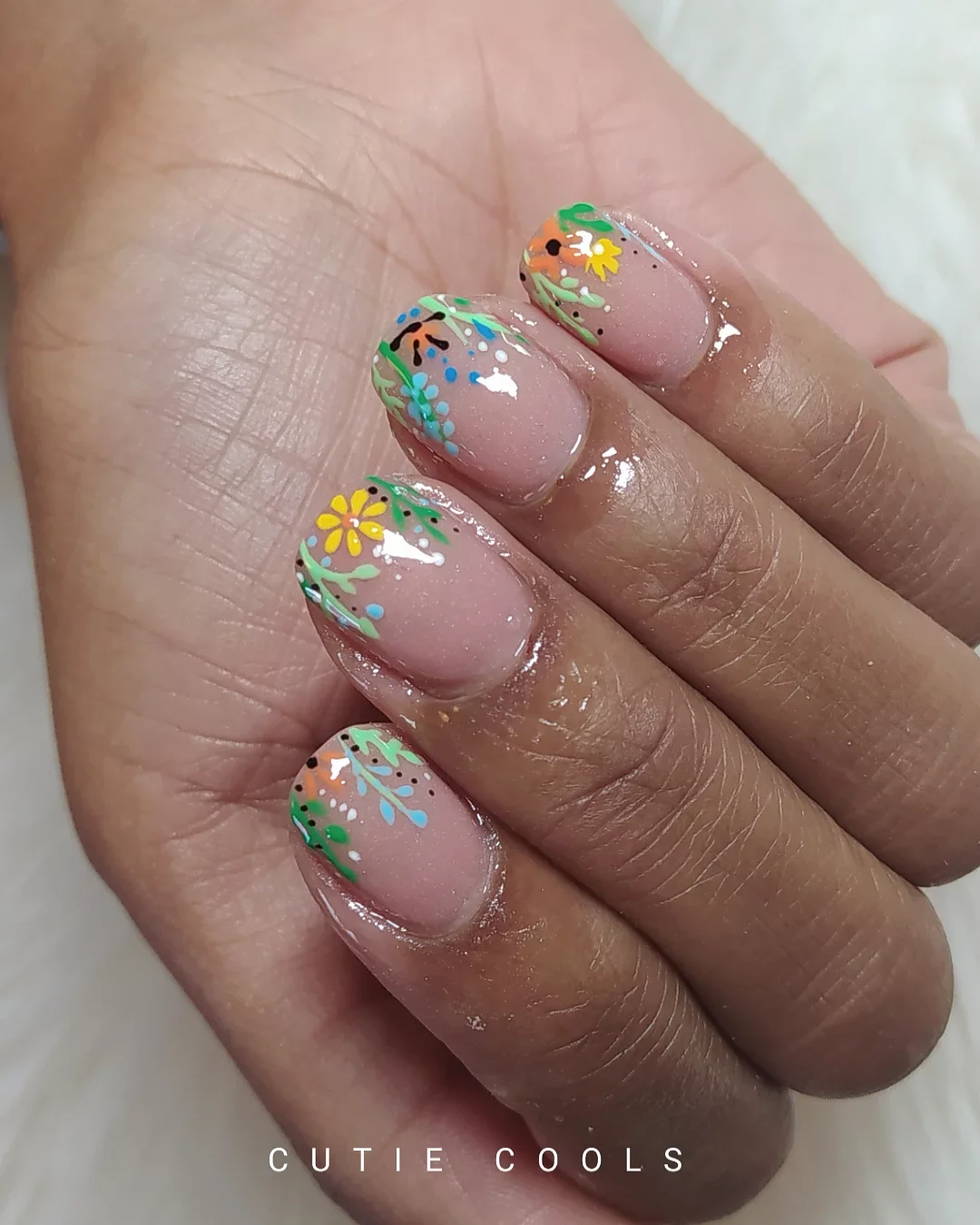 short squoval nails design 2026 Delicate Wildflower Garden Details