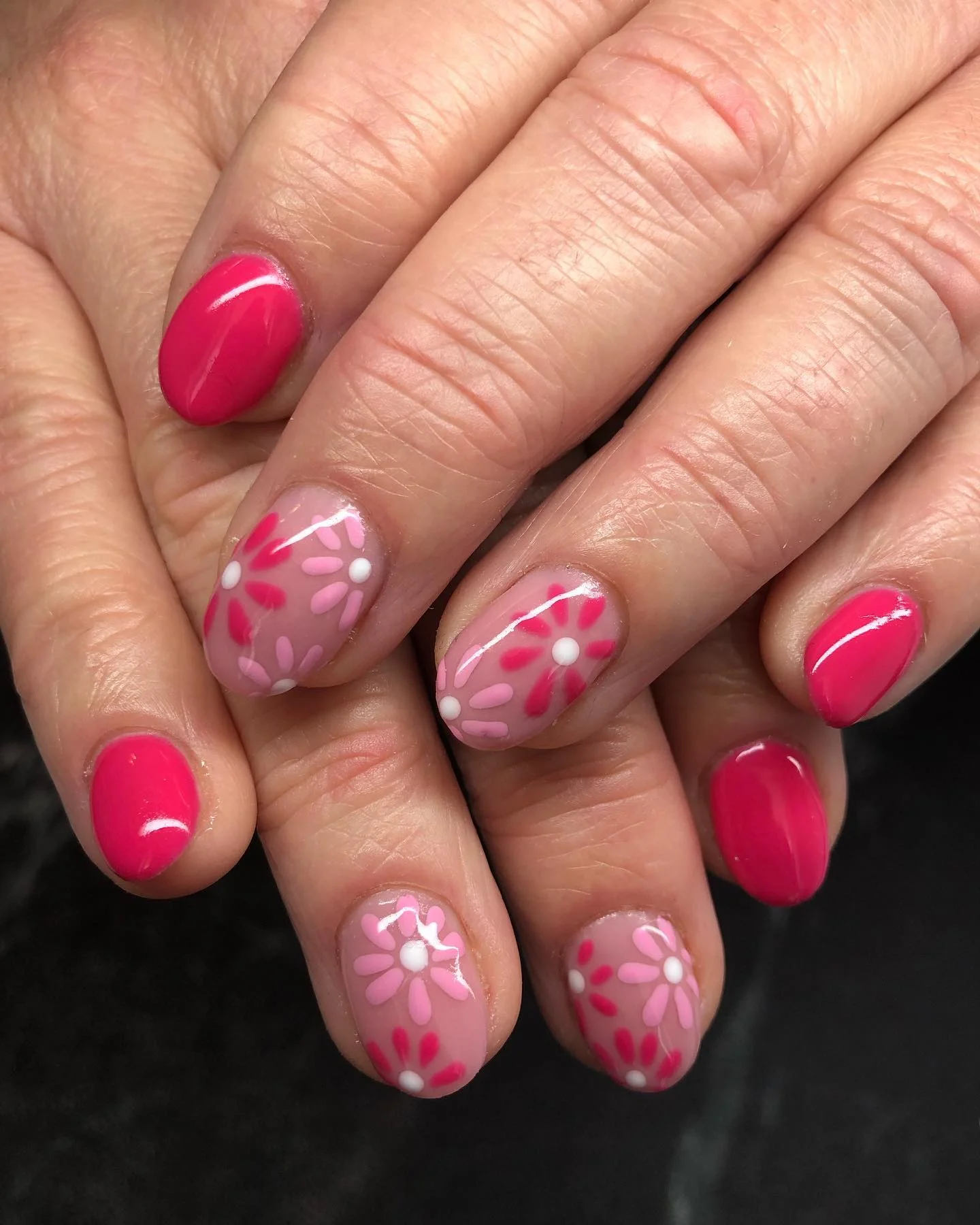 summer flower nails 2026 Hot Pink Blooms With Retro Summer Energy