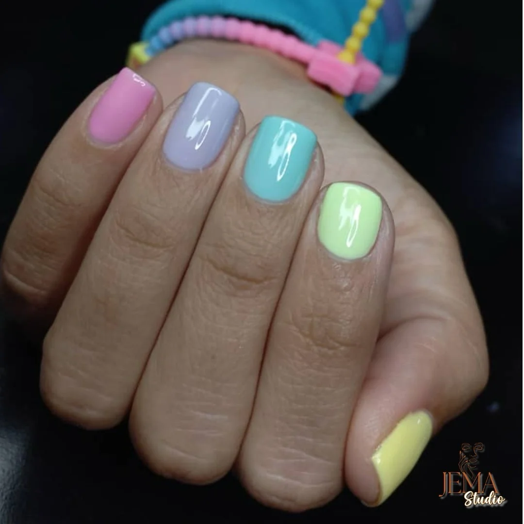 summer manicure color ideas 2026 Soft Pastel Rainbow Nails With A Playful Y2K Mood
