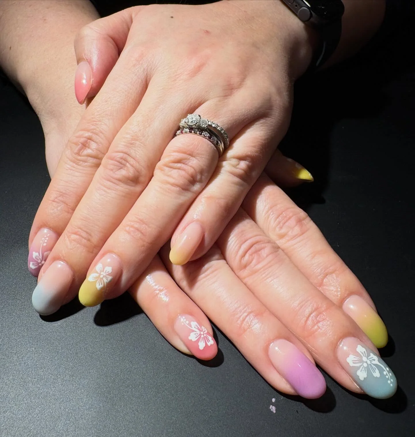 summer ombre nails 2026 Pastel Flower Ombre For Soft Girl Summer