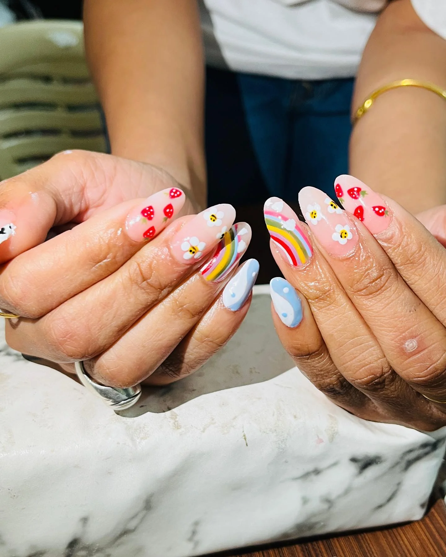 funky summer nails 2026 Rainbow Daisy Dreams With Whimsical Details