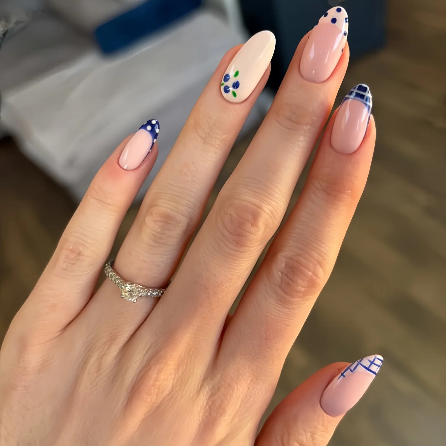 summer nail inspo 2026 Minimal French Tips With Navy Coastal Patterns