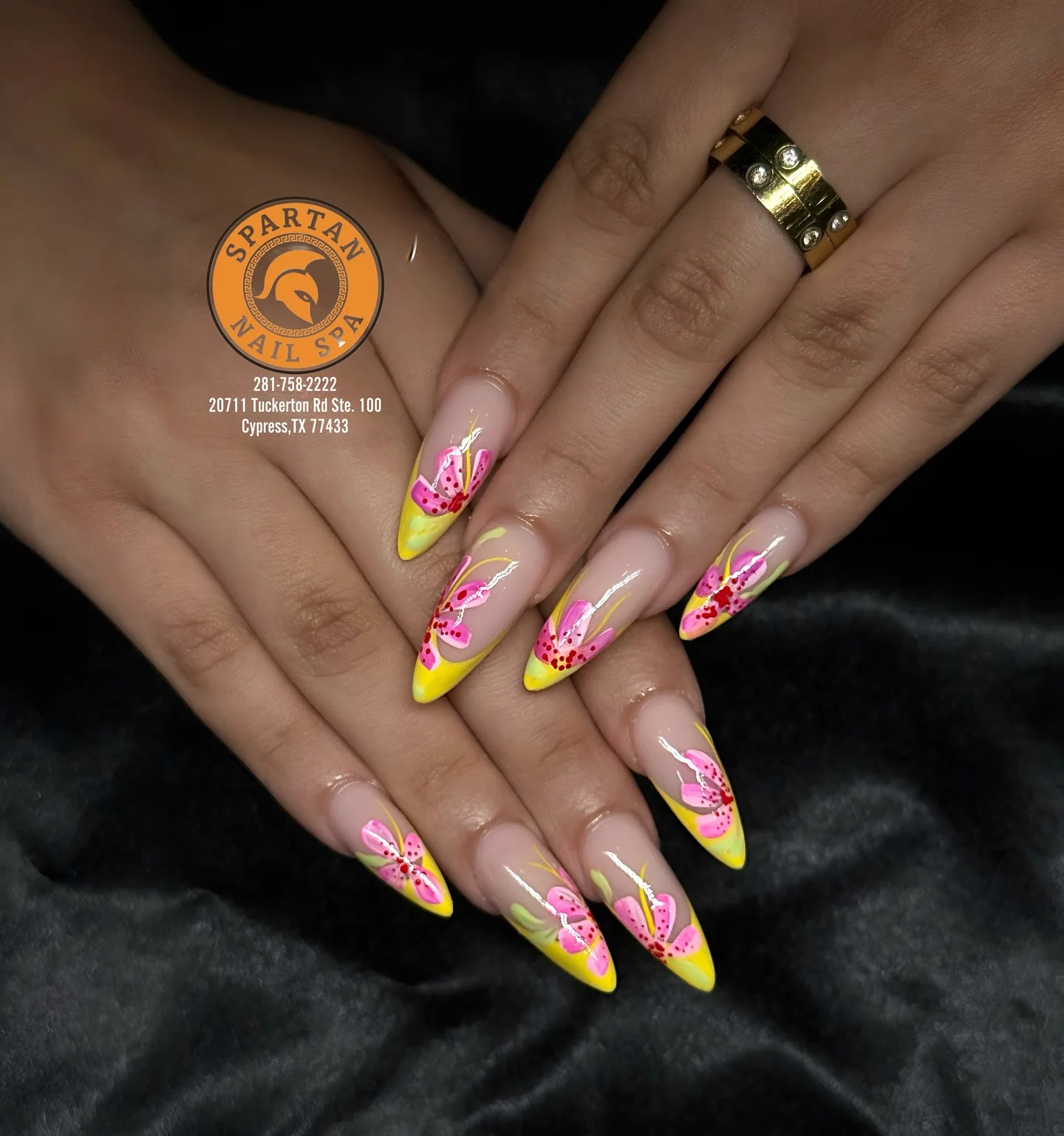 summer vacation nails 2026 Sunny Floral Stiletto Vacation Nails