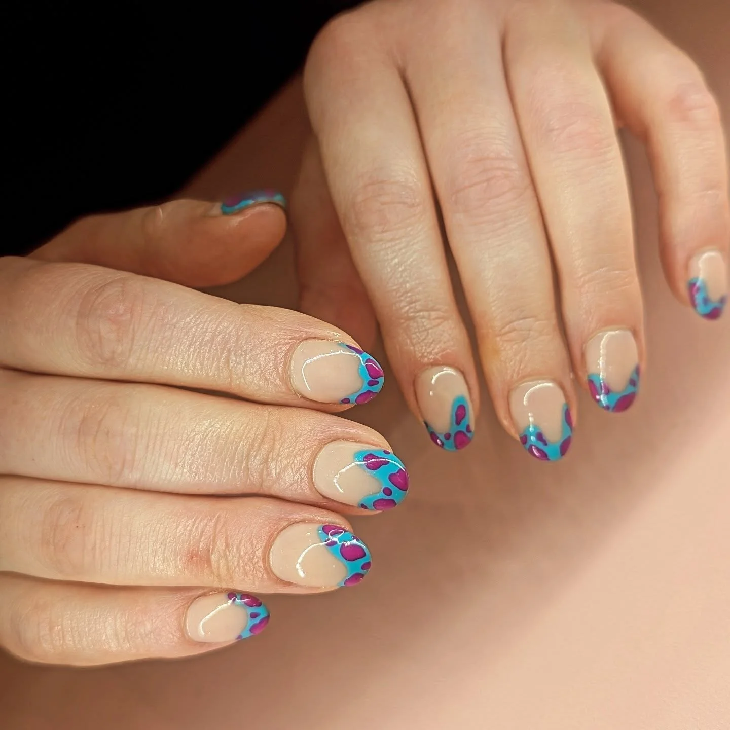funky summer nails 2026 Abstract Neon Waves On A Barely There Base