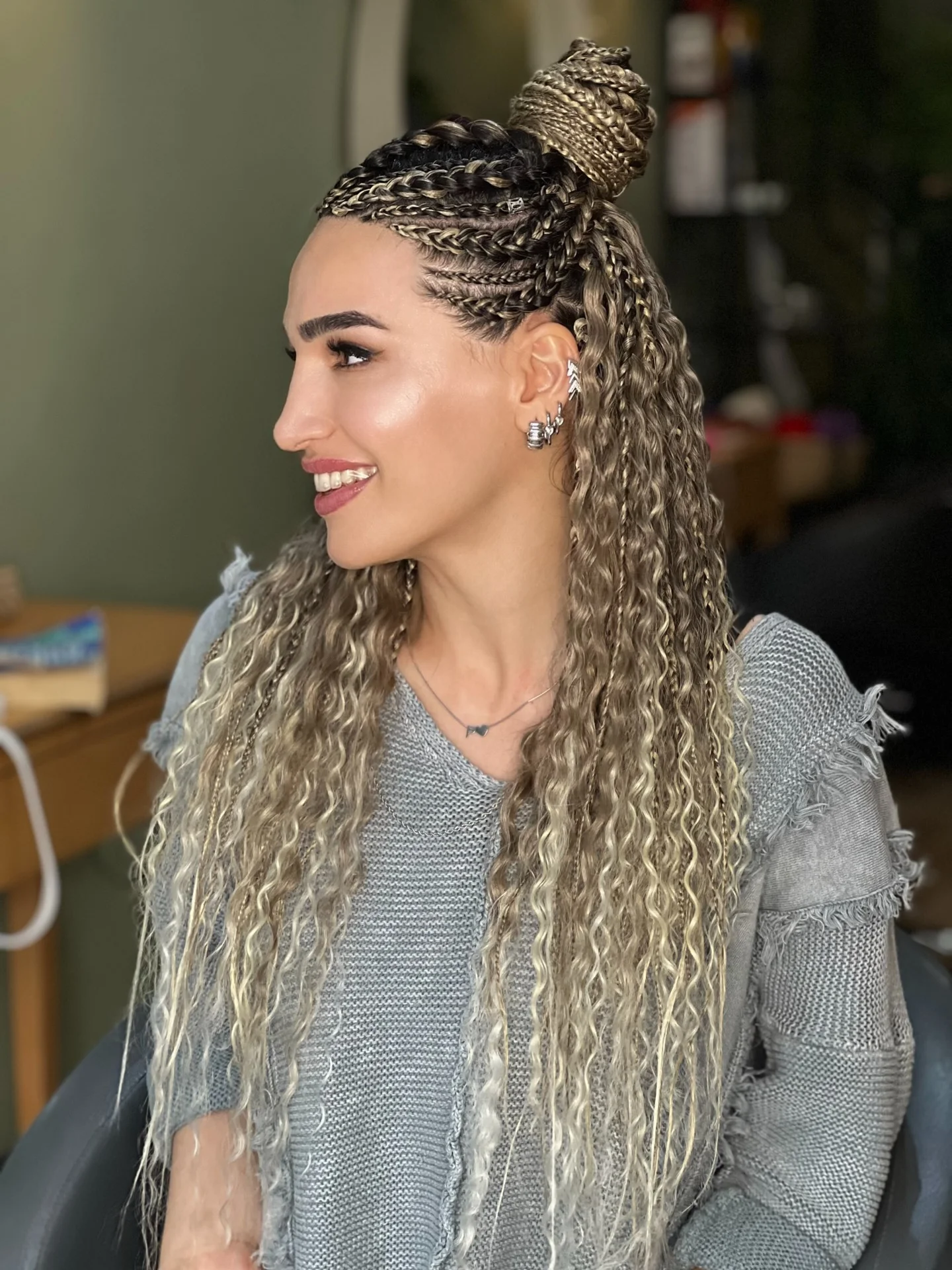 natural summer braids hairstyle 2026 Boho Braided Top Knot With Defined Texture