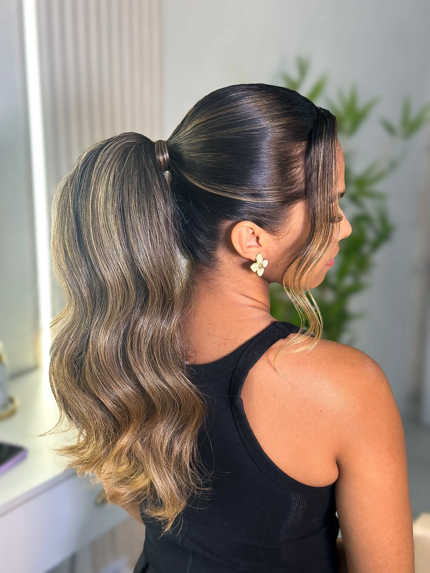polished summer ponytail hairstyle 2026 Dimensional Brunette Ponytail With Soft Face-Framing Pieces