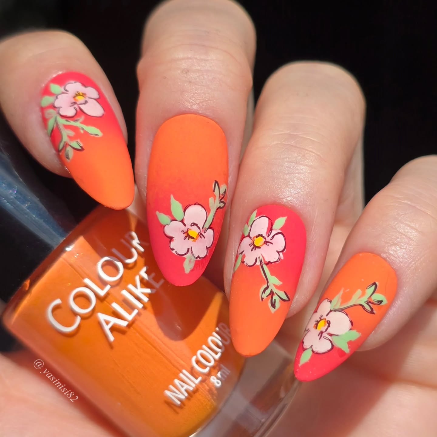 summer nail art 2026 Sunset Floral Ombre Nails For Late Summer Evenings