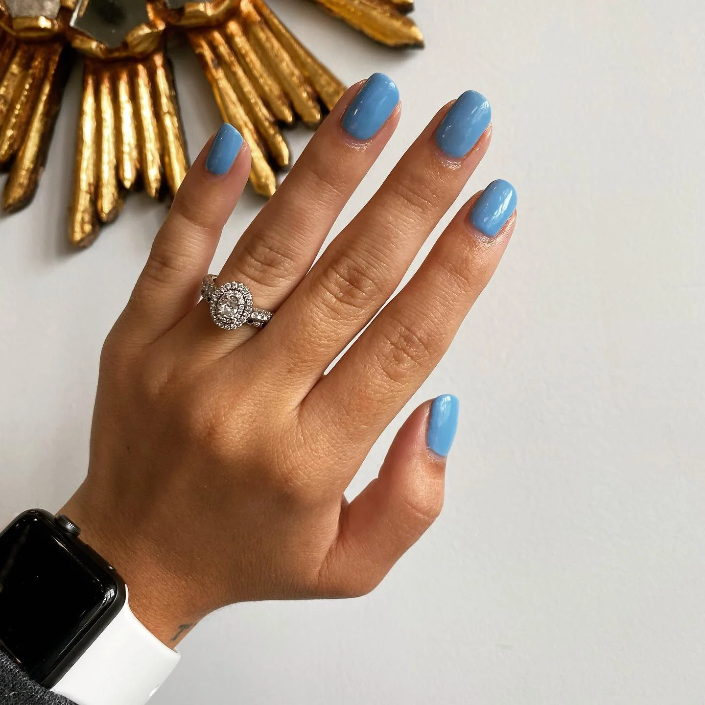 summer nail colors 2026 Baby Blue Glossy Short Nails