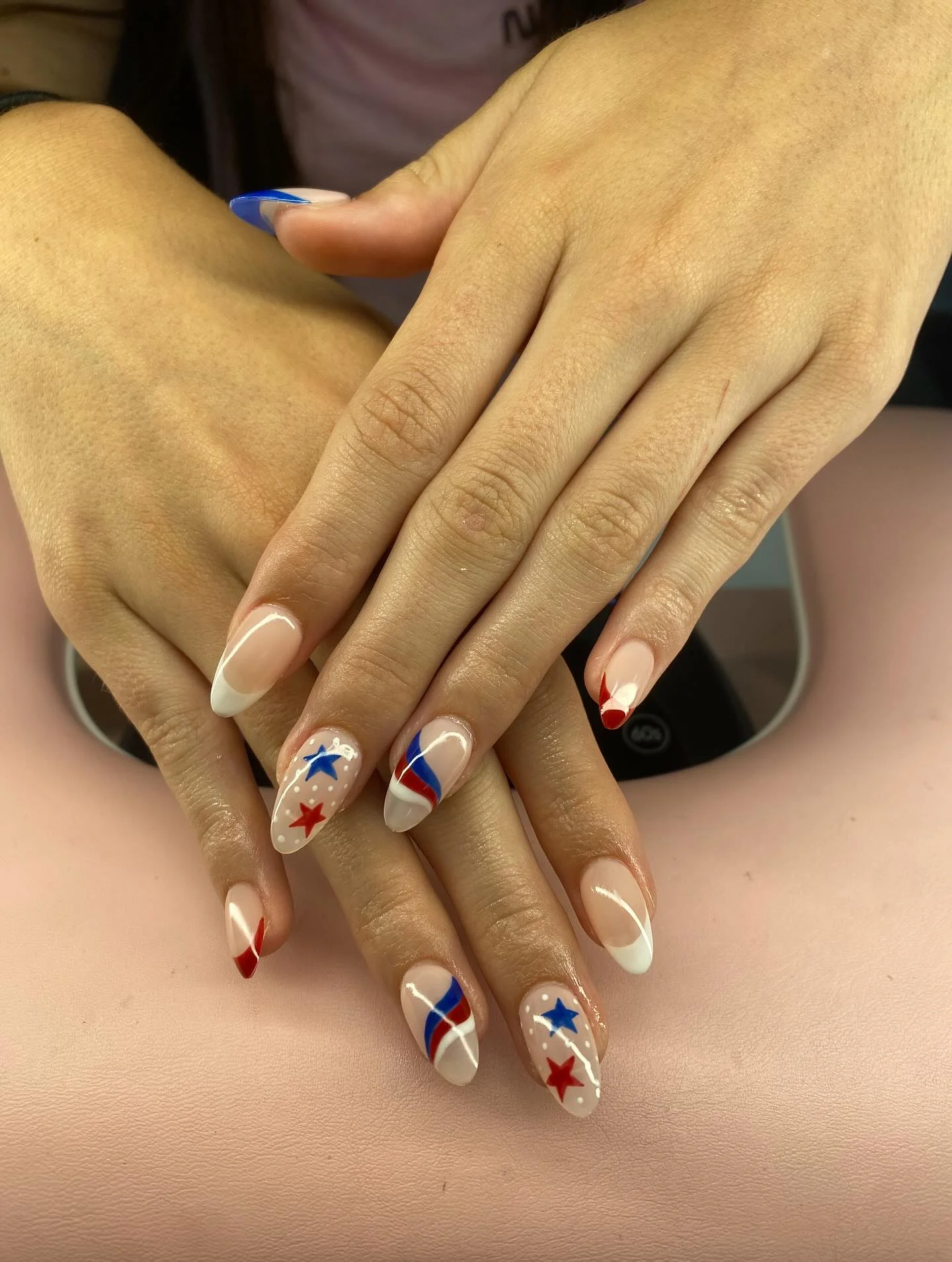 usa nails 2026 Minimalist Patriotic Almond French Tips