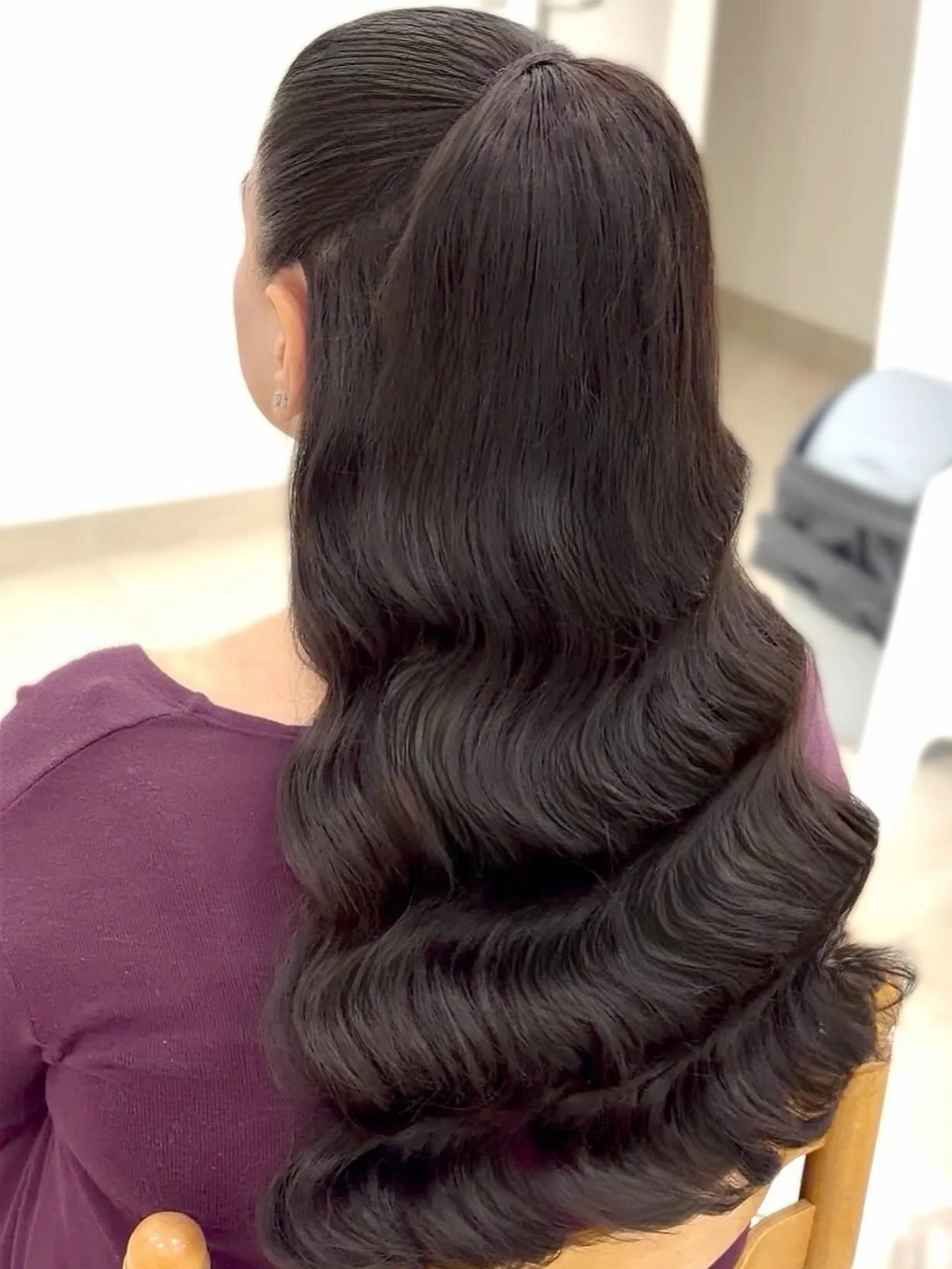 messy summer wavy hairstyle 2026 Glossy Espresso Waves With A Sleek Half-Up Finish