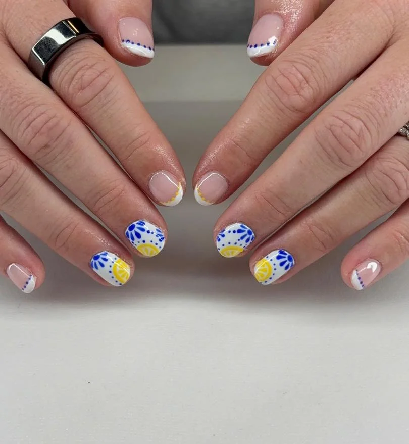 short summer nails 2026 Lemon Tile Art For Mediterranean Summer Days