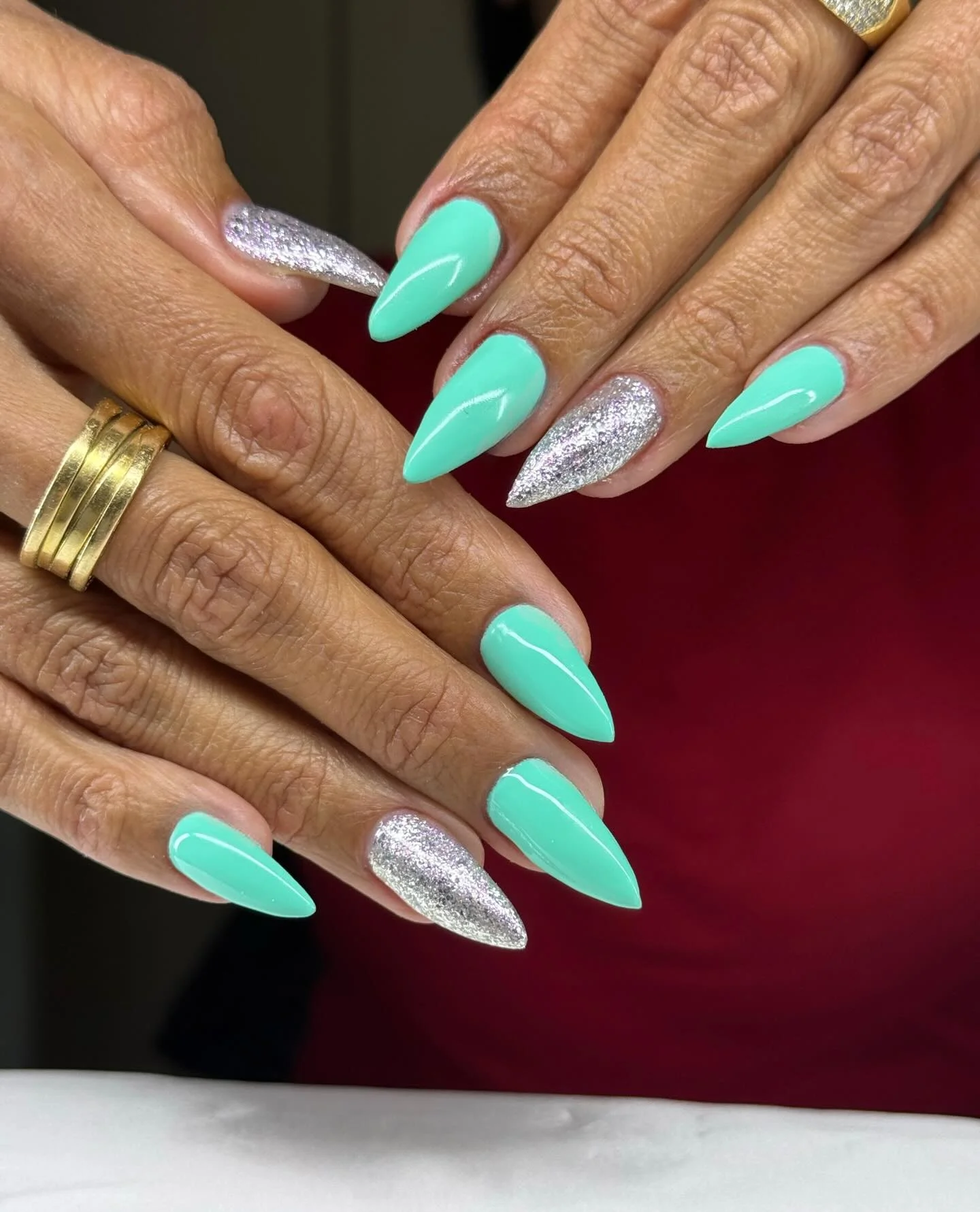 summer glitter nails 2026 Mint Sparkle Accents For A Fresh Summer Glow