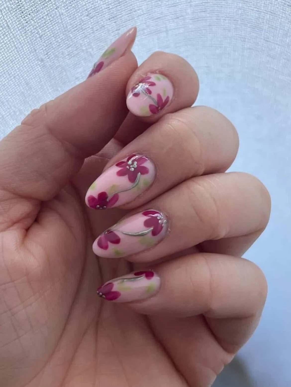 summer nail inspo 2026 Glossy Berry Florals For Soft Romantic Summer Days