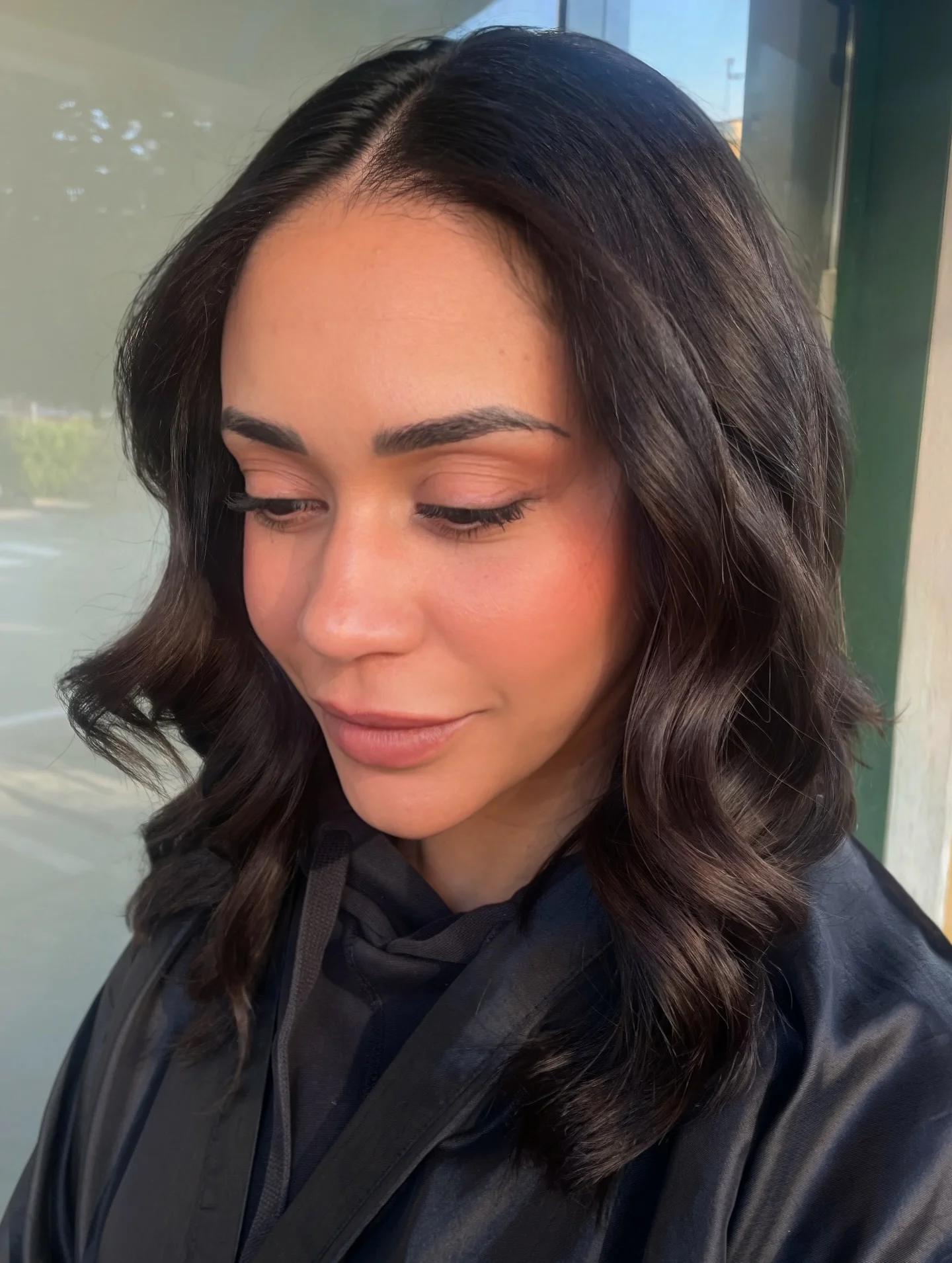 modern summer espresso brunette hair color 2026 Glossy Espresso Lob With Minimalist Shine