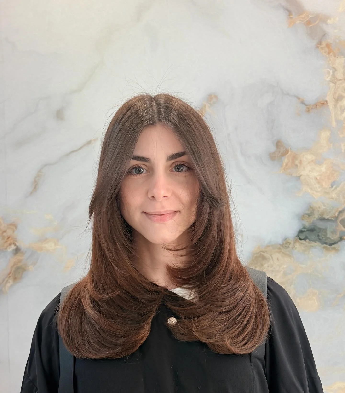 perfect summer haircut 2026 Airy Layered Blowout With Center Part Balance