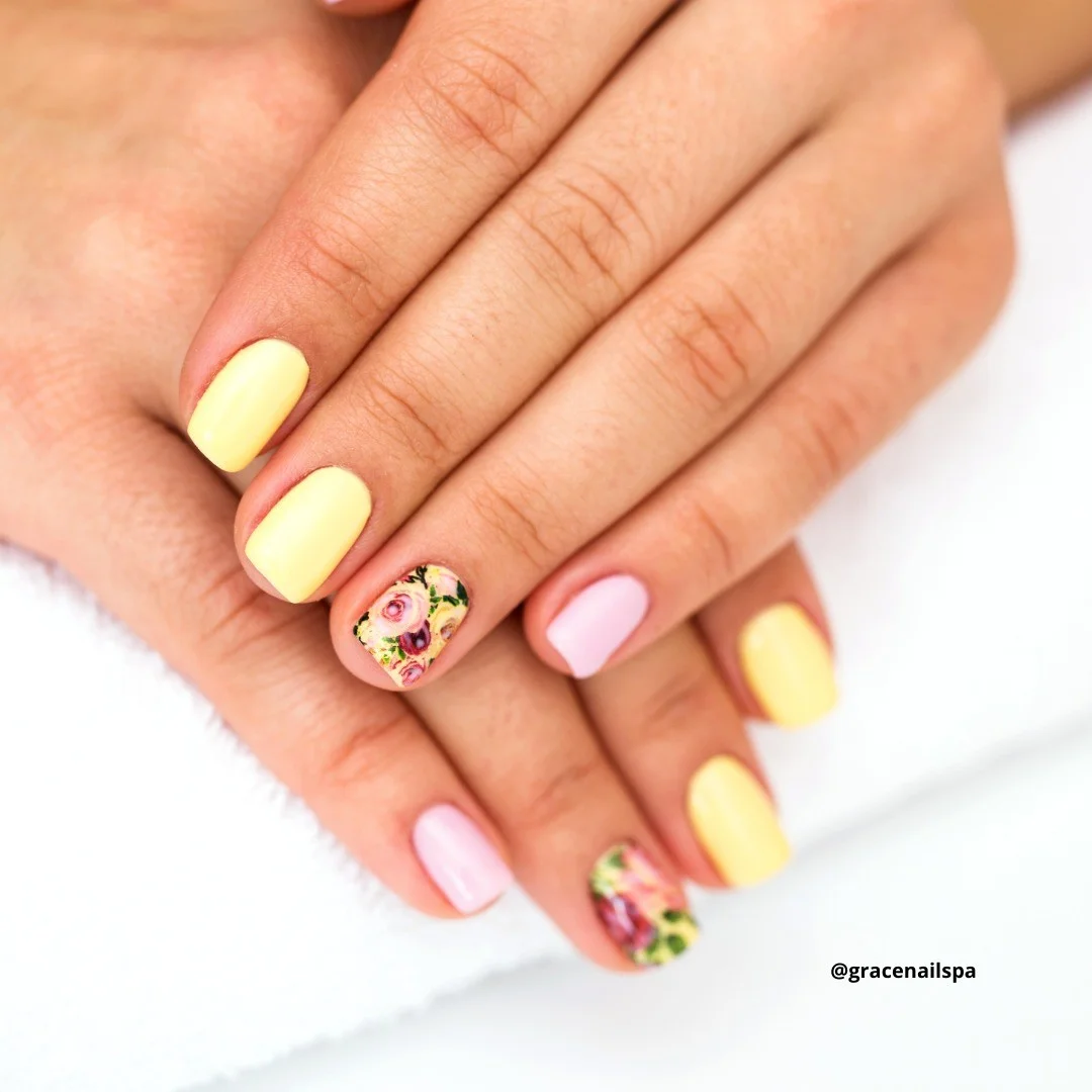 summer flower nails 2026 Butter Yellow Floral Nails That Feel Like Golden Hour