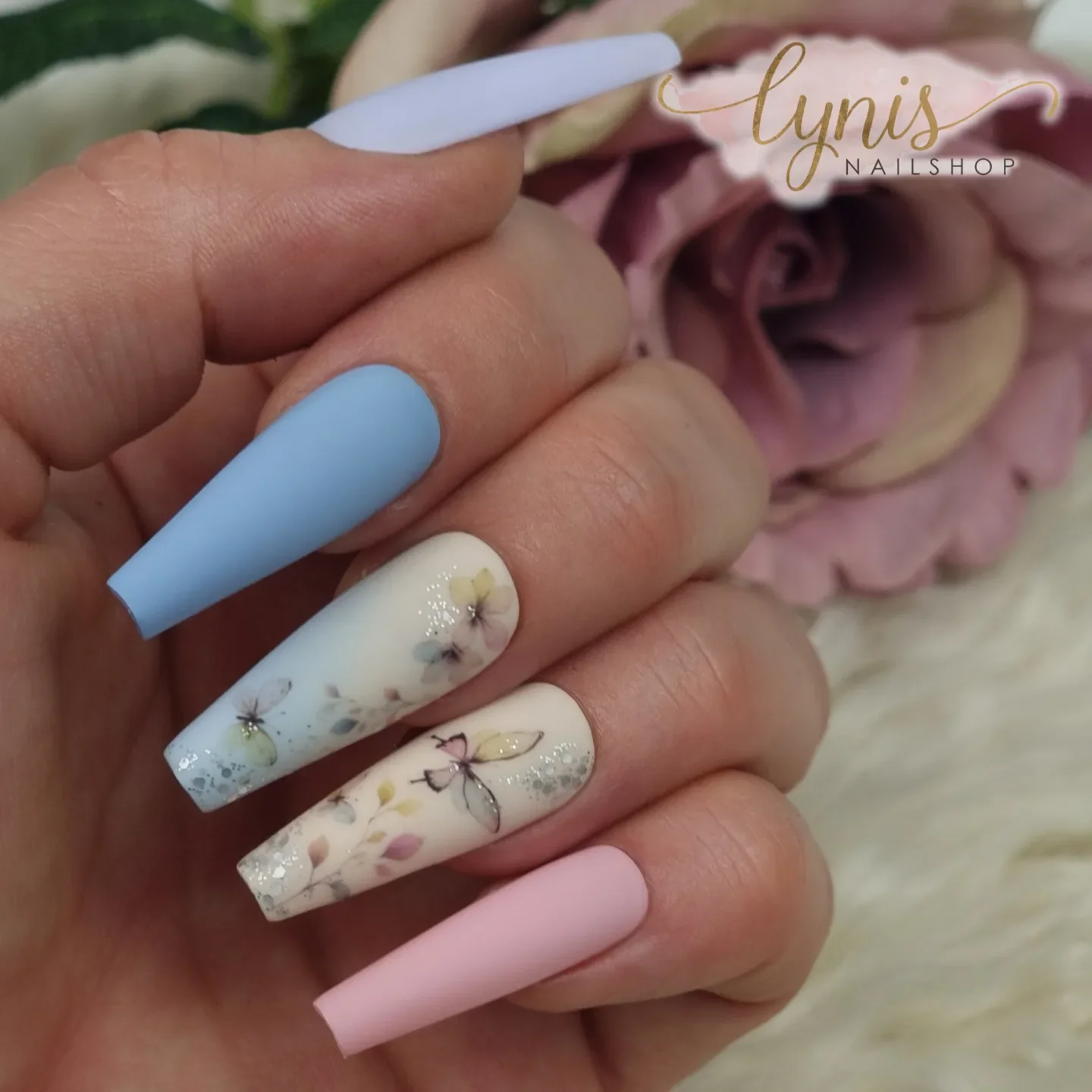 summer nails ballerina shape 2026 Soft Pastel Florals For Dreamy Summer Days