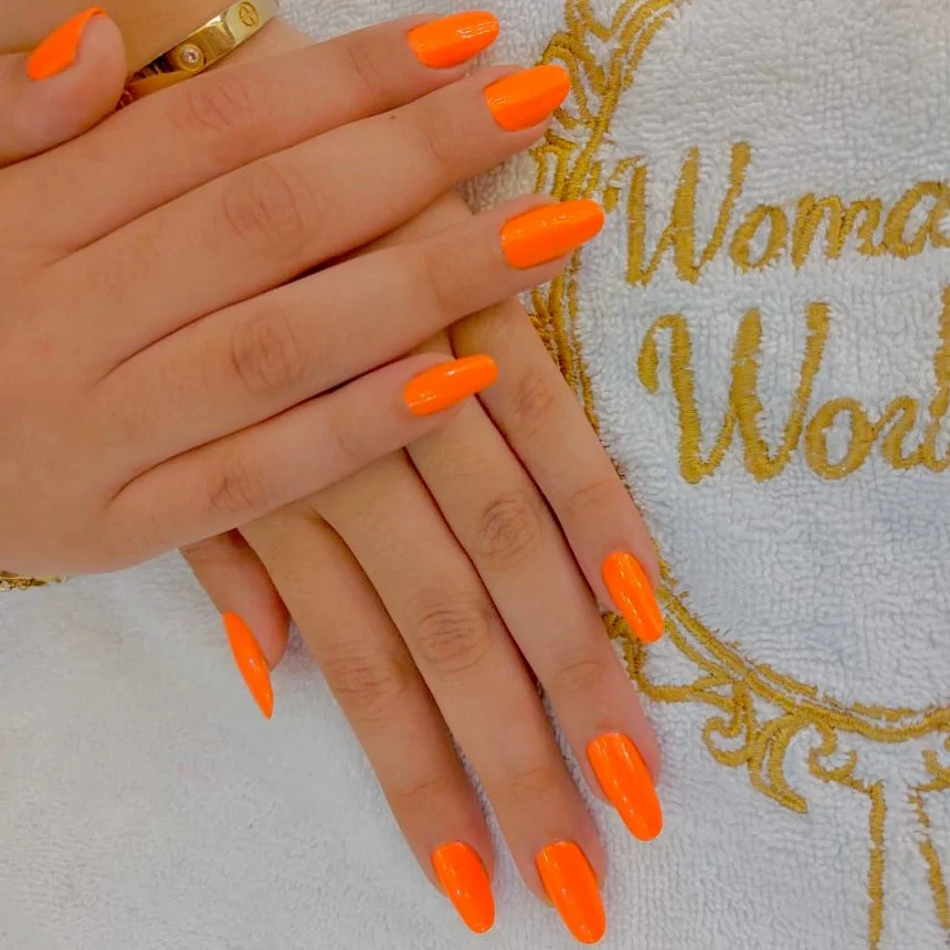 summer nails one color 2026 Electric Tangerine Nails That Instantly Brighten Summer Days