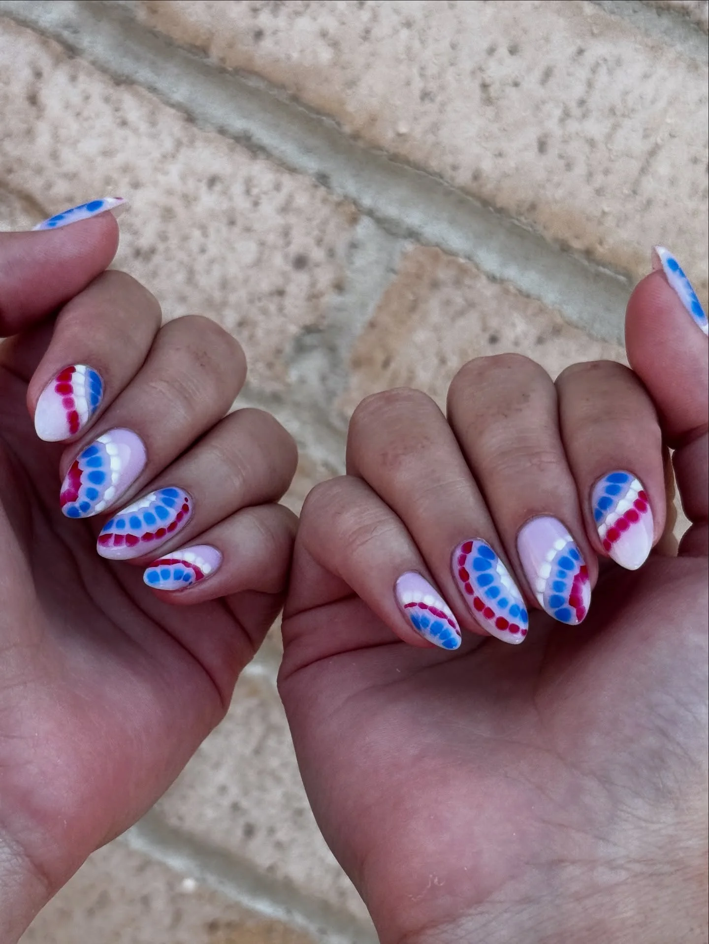 4th of july nails 2026 Soft Scalloped Dot Nails In Red White And Blue