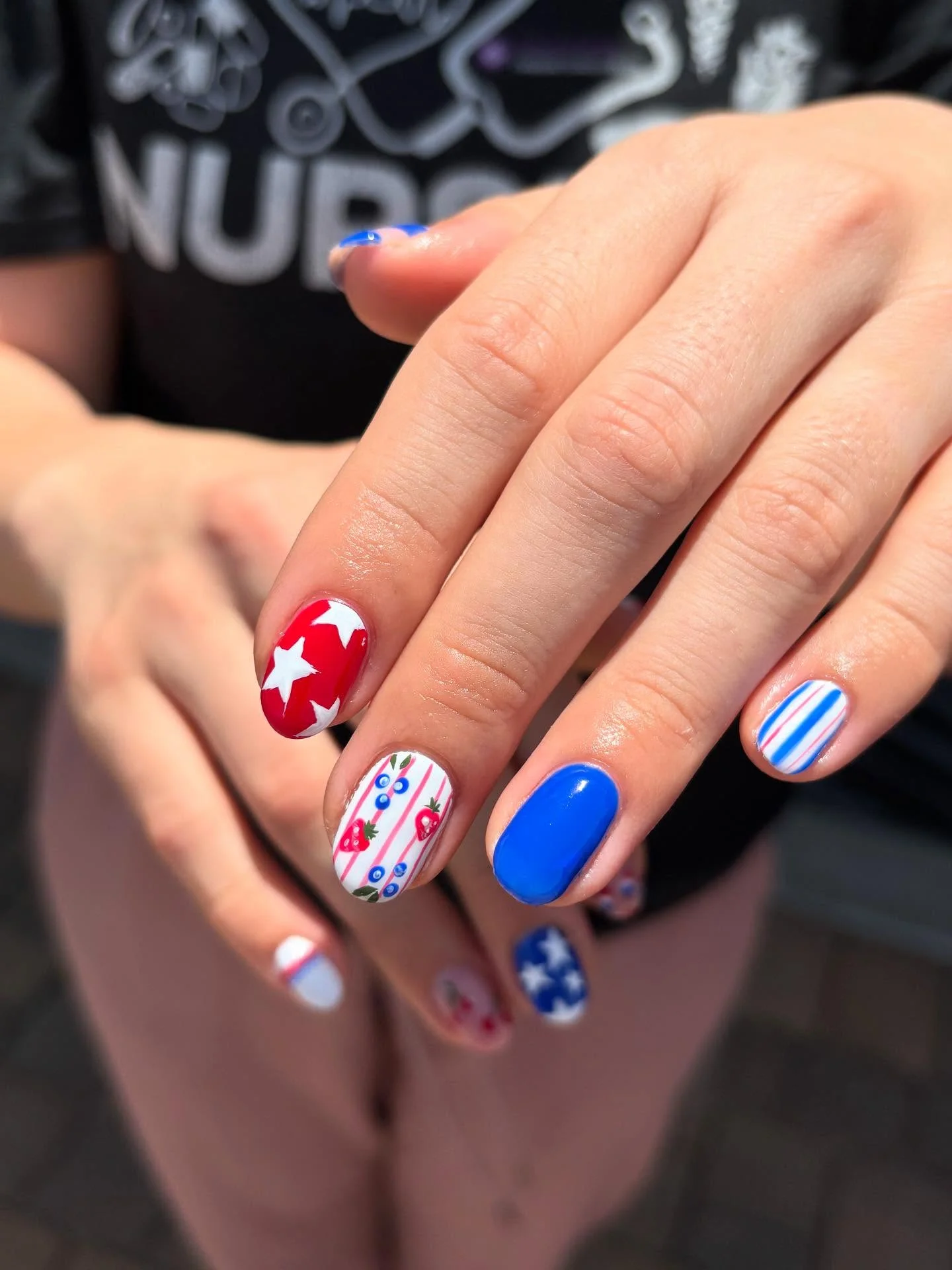 patriotic nails 2026 Playful Berry And Star Nails For A Modern Fourth Of July
