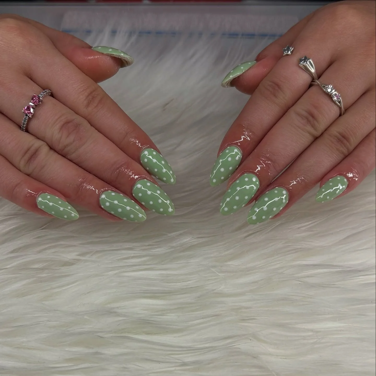 polka dot summer nails 2026 Matcha Green Dots That Feel Surprisingly Luxurious