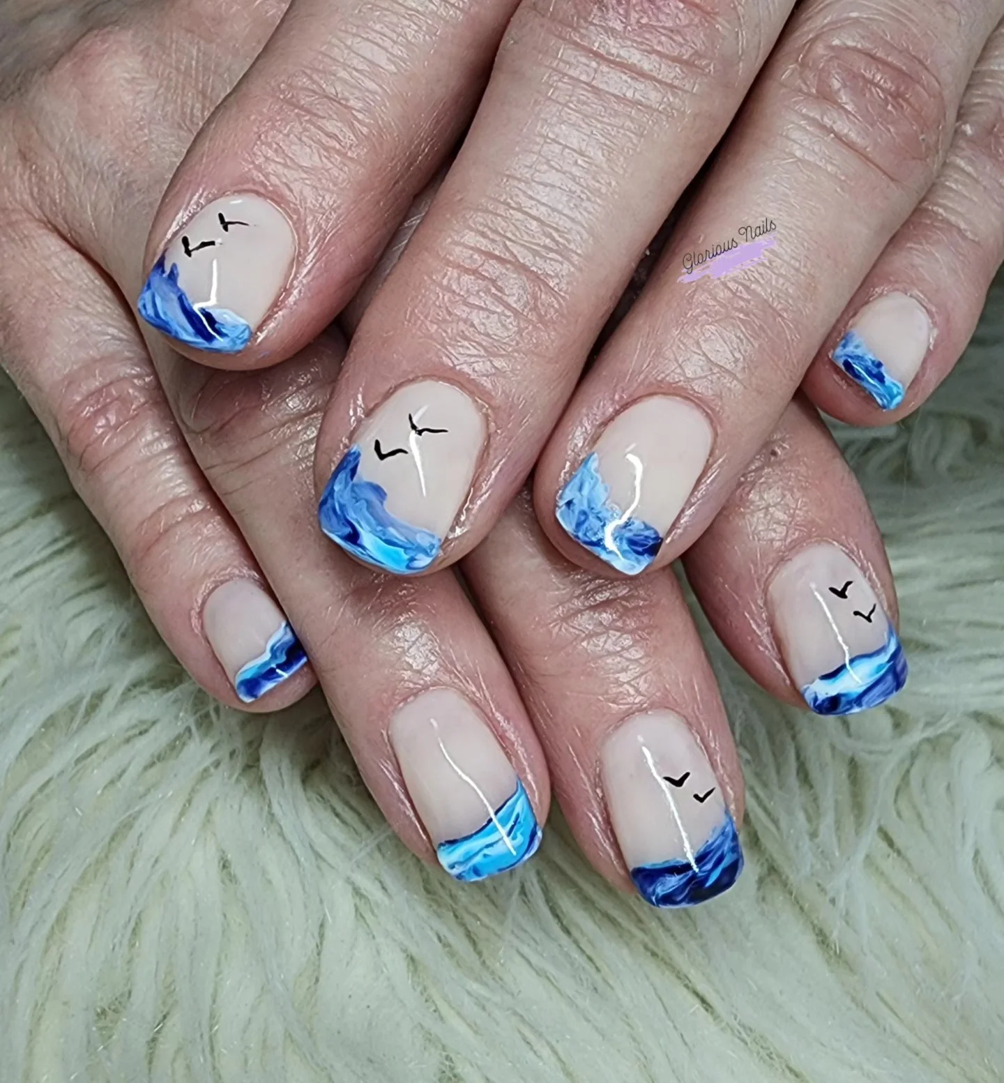 short squoval nails design 2026 Ocean Wave Tips Inspired By Coastal Escapes