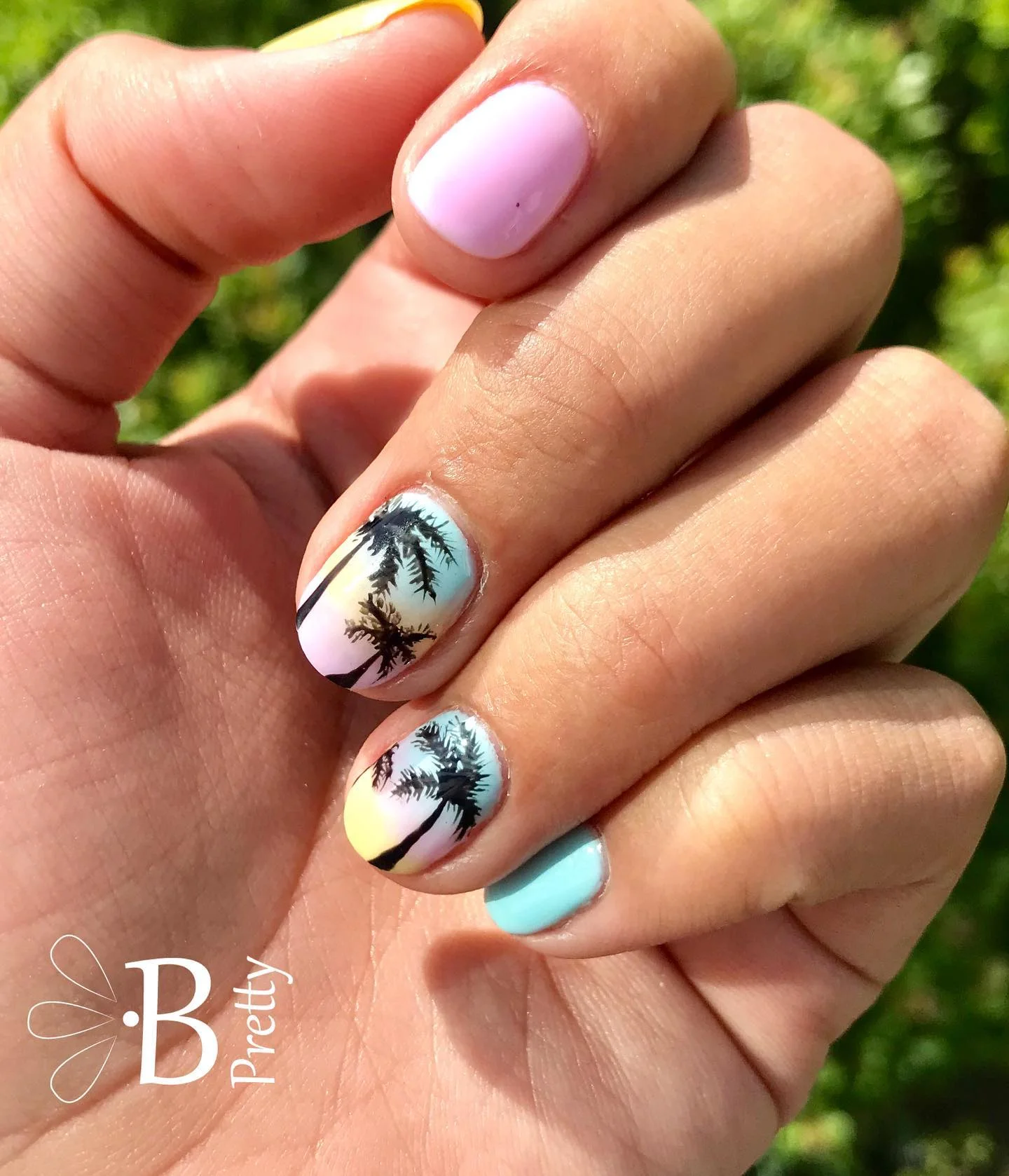 summer beach nails 2026 Pastel Palm Tree Nails That Feel Like A Tropical Postcard