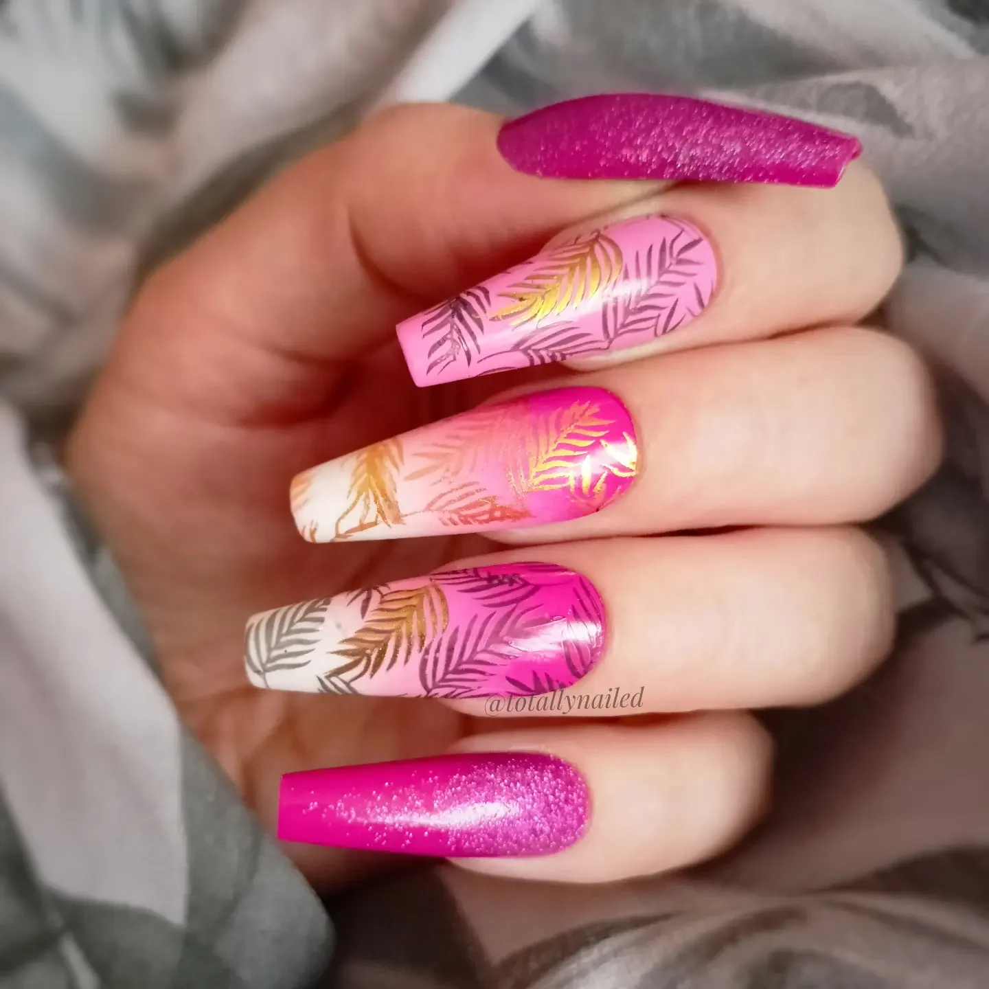 summer nails ballerina shape 2026 Hot Pink Tropical Nails With Vacation Energy