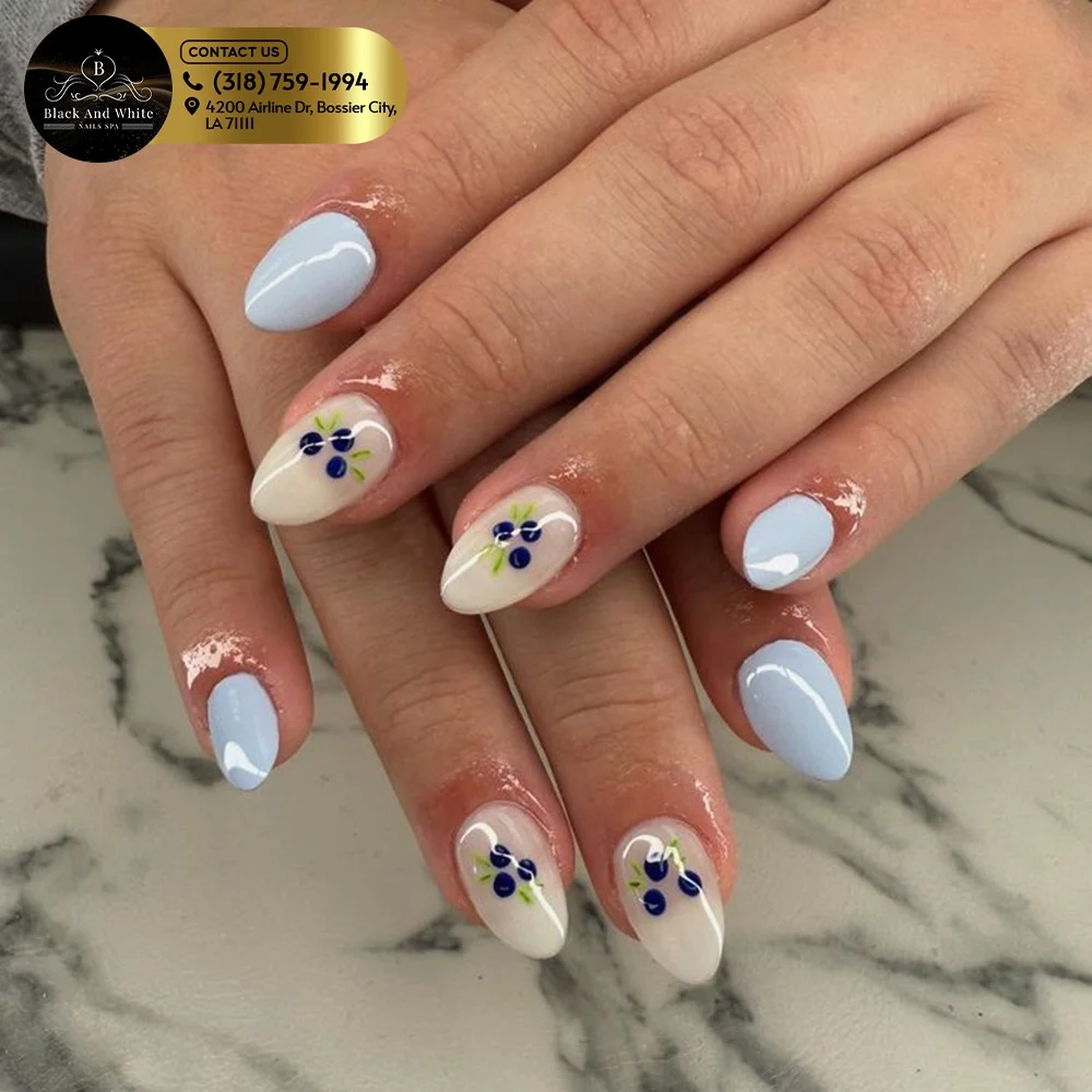 trendy summer nails 2026 Blueberry Milk Nails With Soft Mediterranean Energy